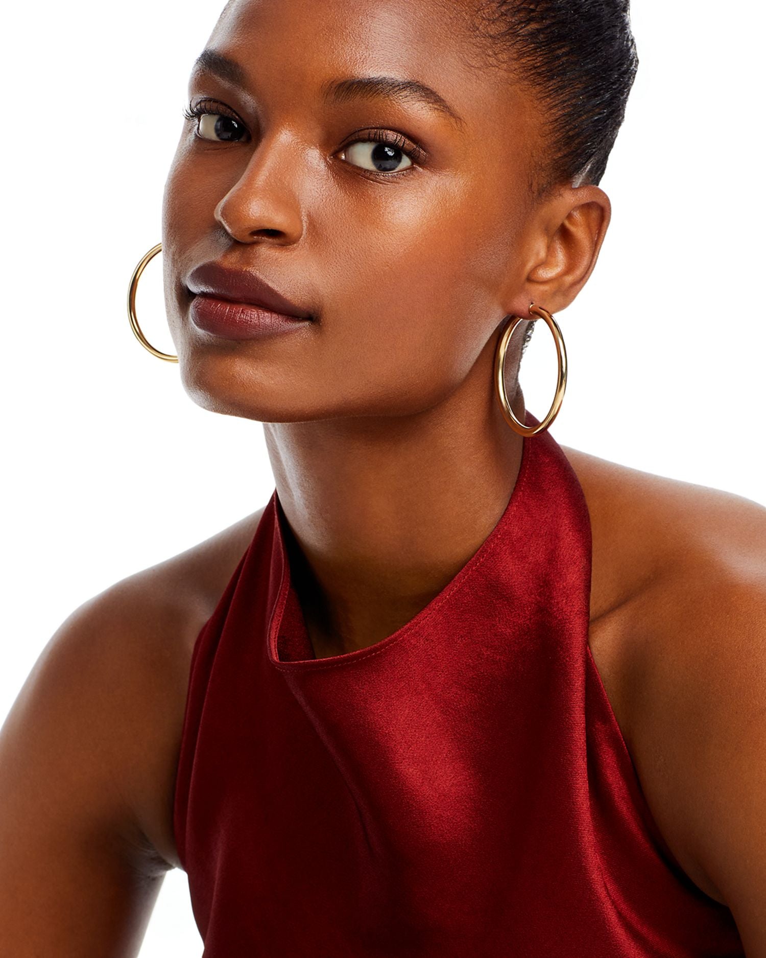 14K Yellow Gold Michelle Hoop Earrings, 50mm