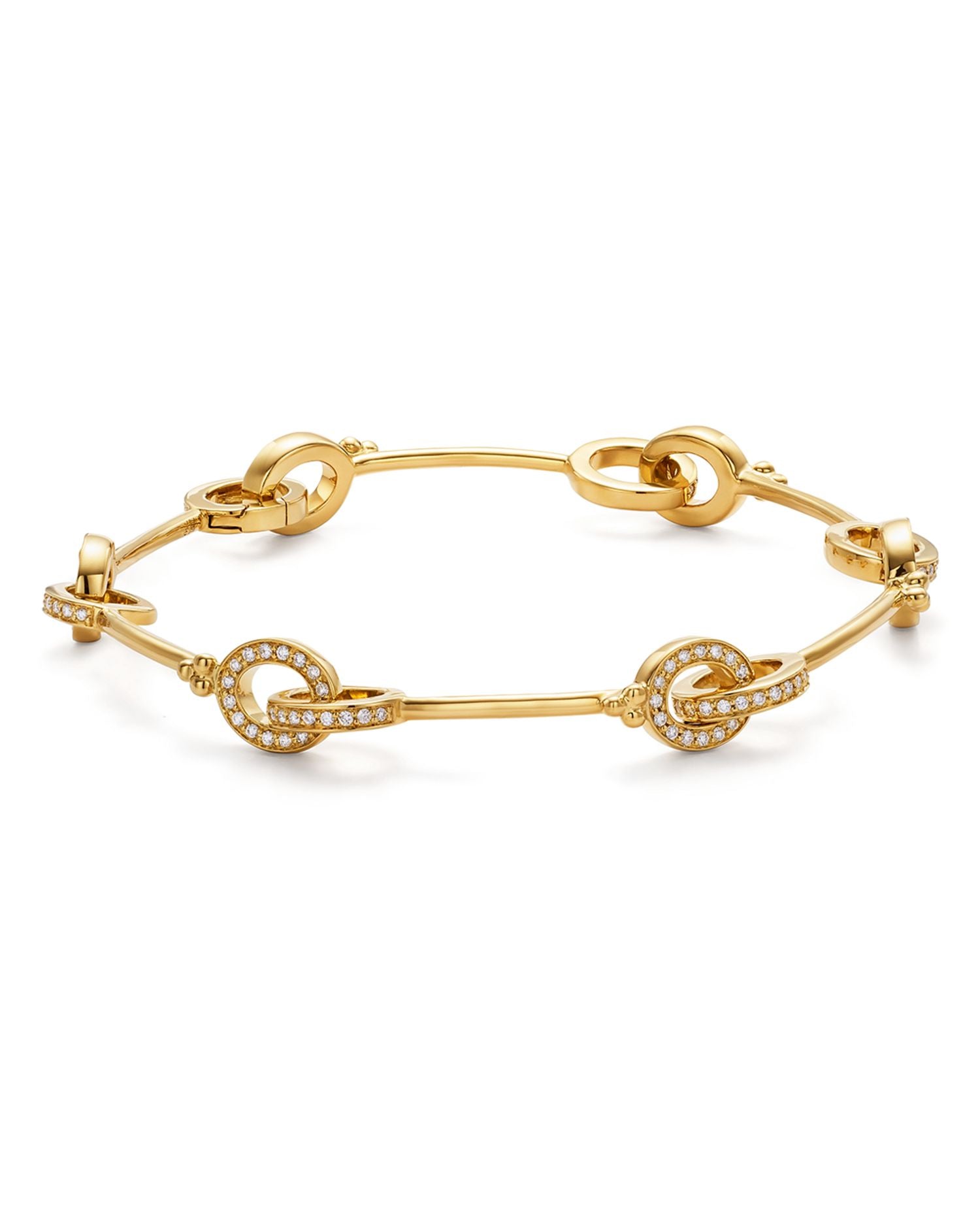 18K Yellow Gold Celestial Diamond Interlocking Link Bracelet