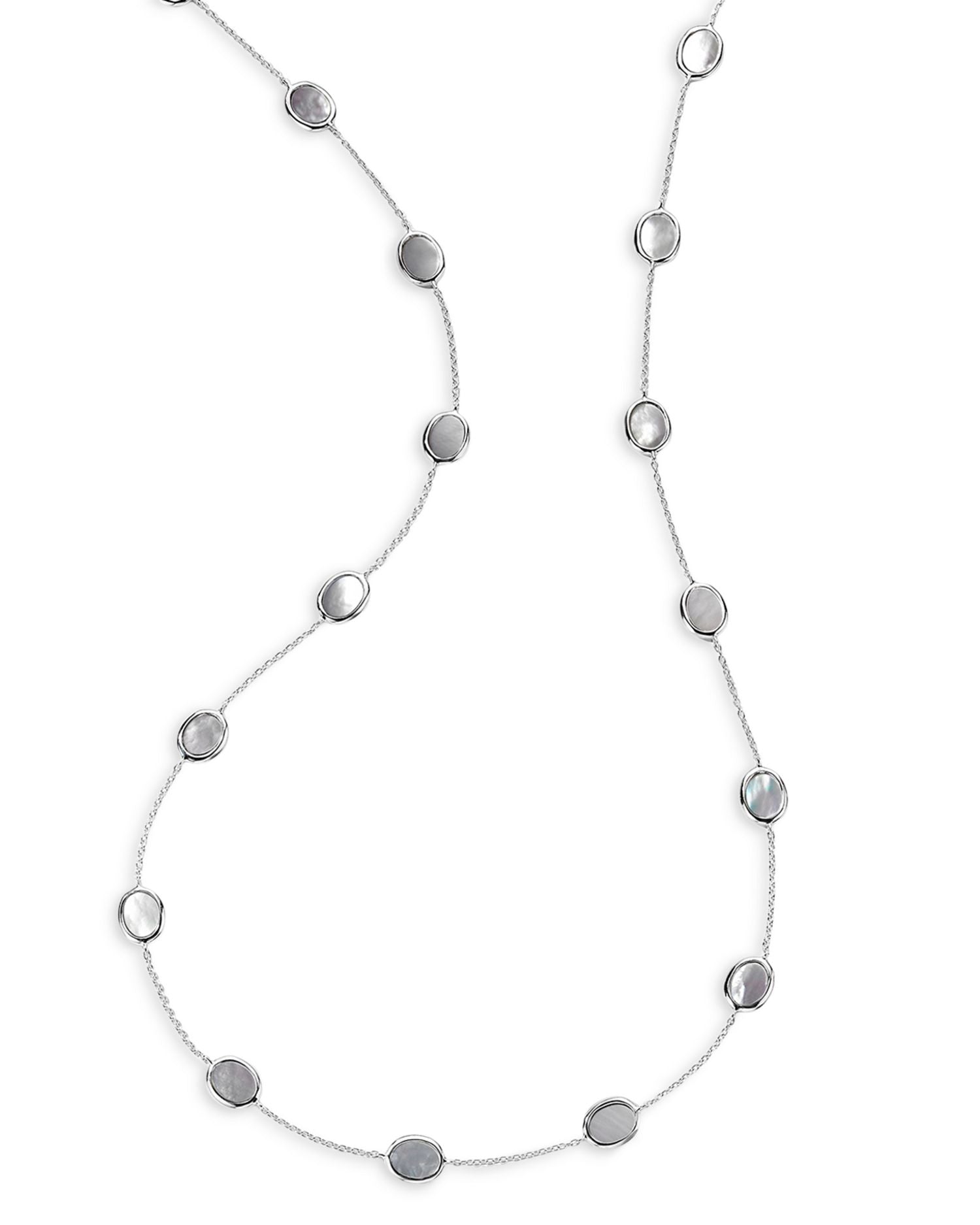 Sterling Silver Rock Candy Mother of Pearl Statement Necklace, 35'