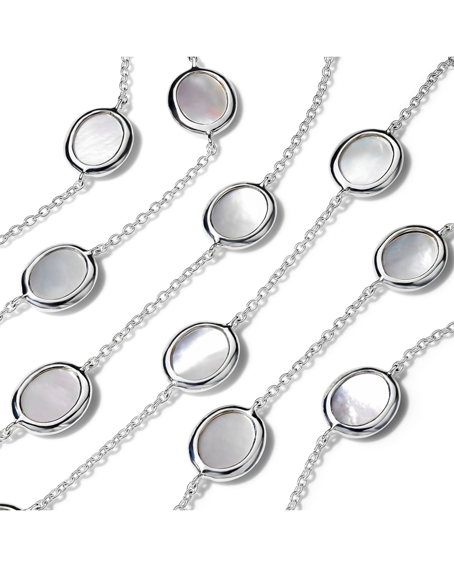 Sterling Silver Rock Candy Mother of Pearl Statement Necklace, 35'