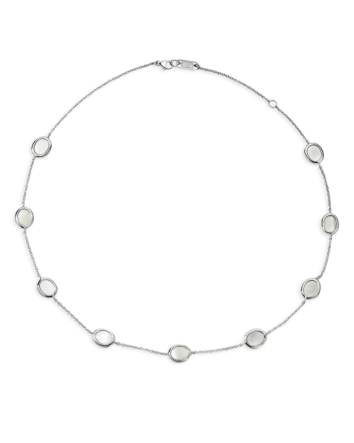 Sterling Silver Rock Candy Mother of Pearl Collar Necklace, 18'