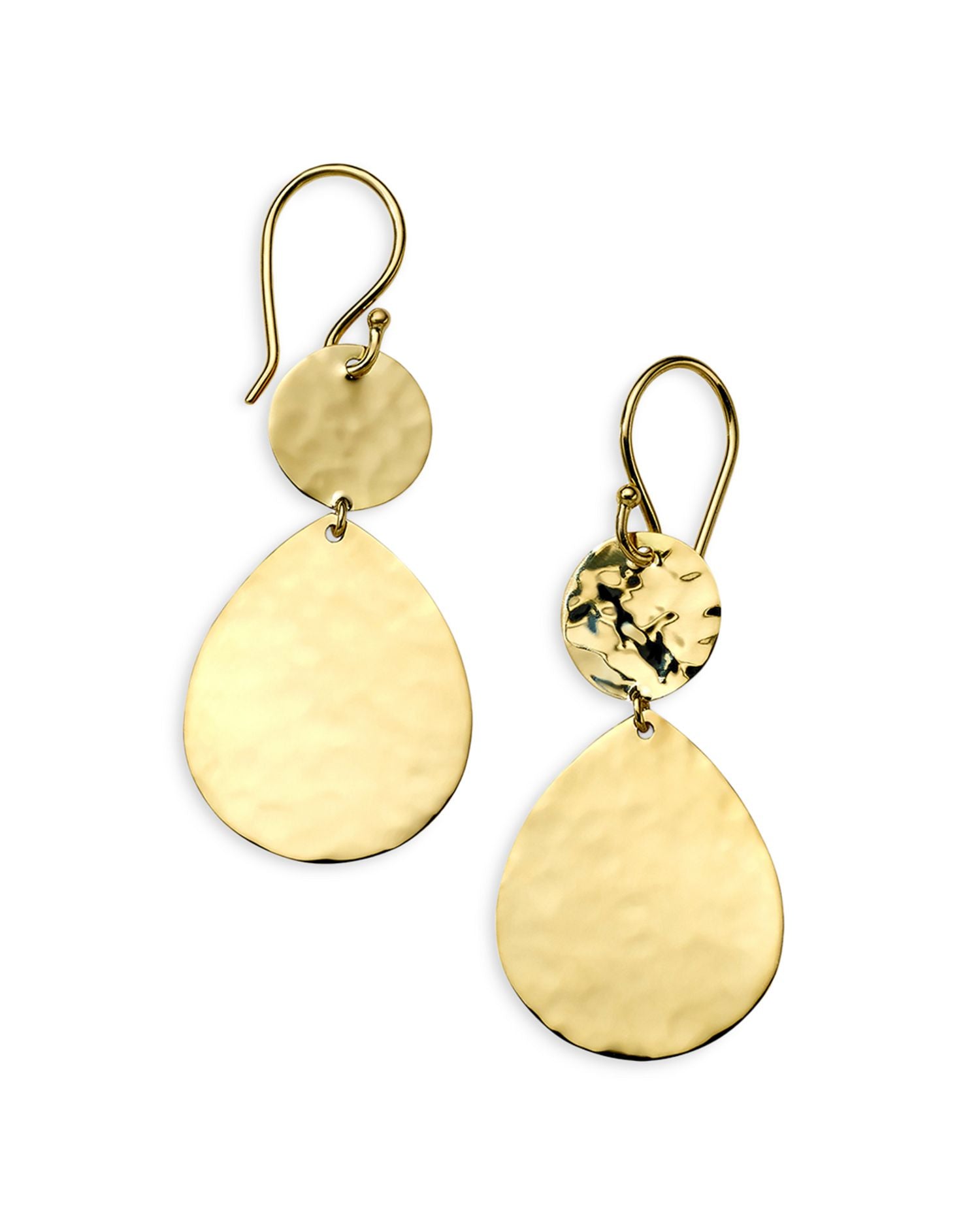 18K Yellow Gold Classico Crinkle Double Drop Earrings