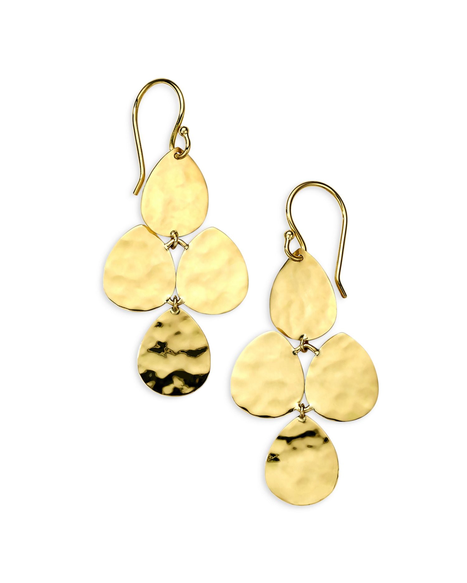 18K Yellow Gold Classico Crinkle Dangle Drop Earrings