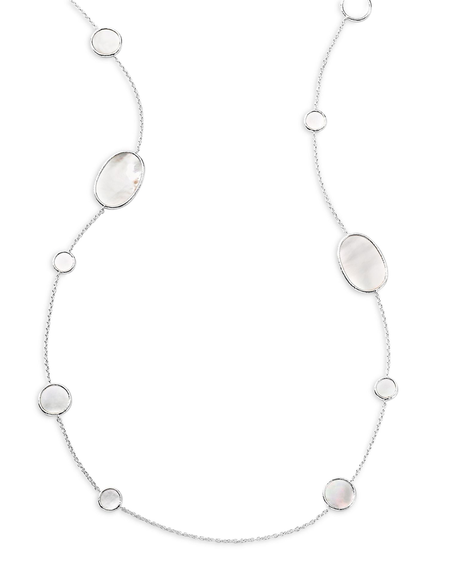 Sterling Silver Rock Candy Mother of Pearl Long Length Statement Necklace, 37'