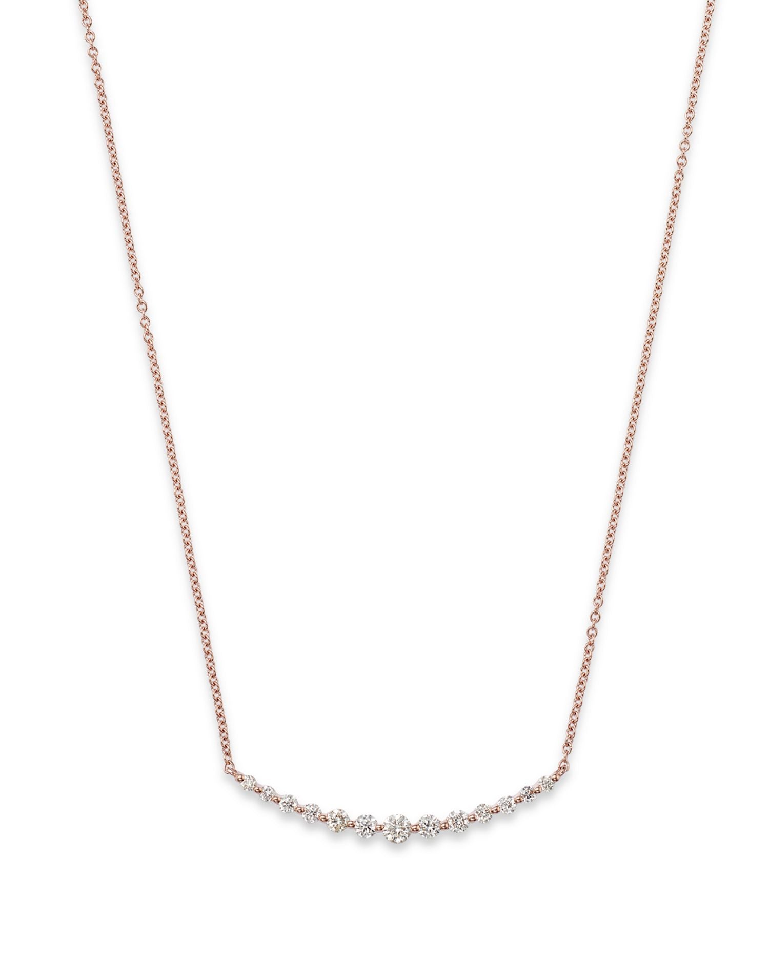 Diamond Curved Bar Necklace in 14K Rose Gold, 0.30 ct. t.w. - Exclusive