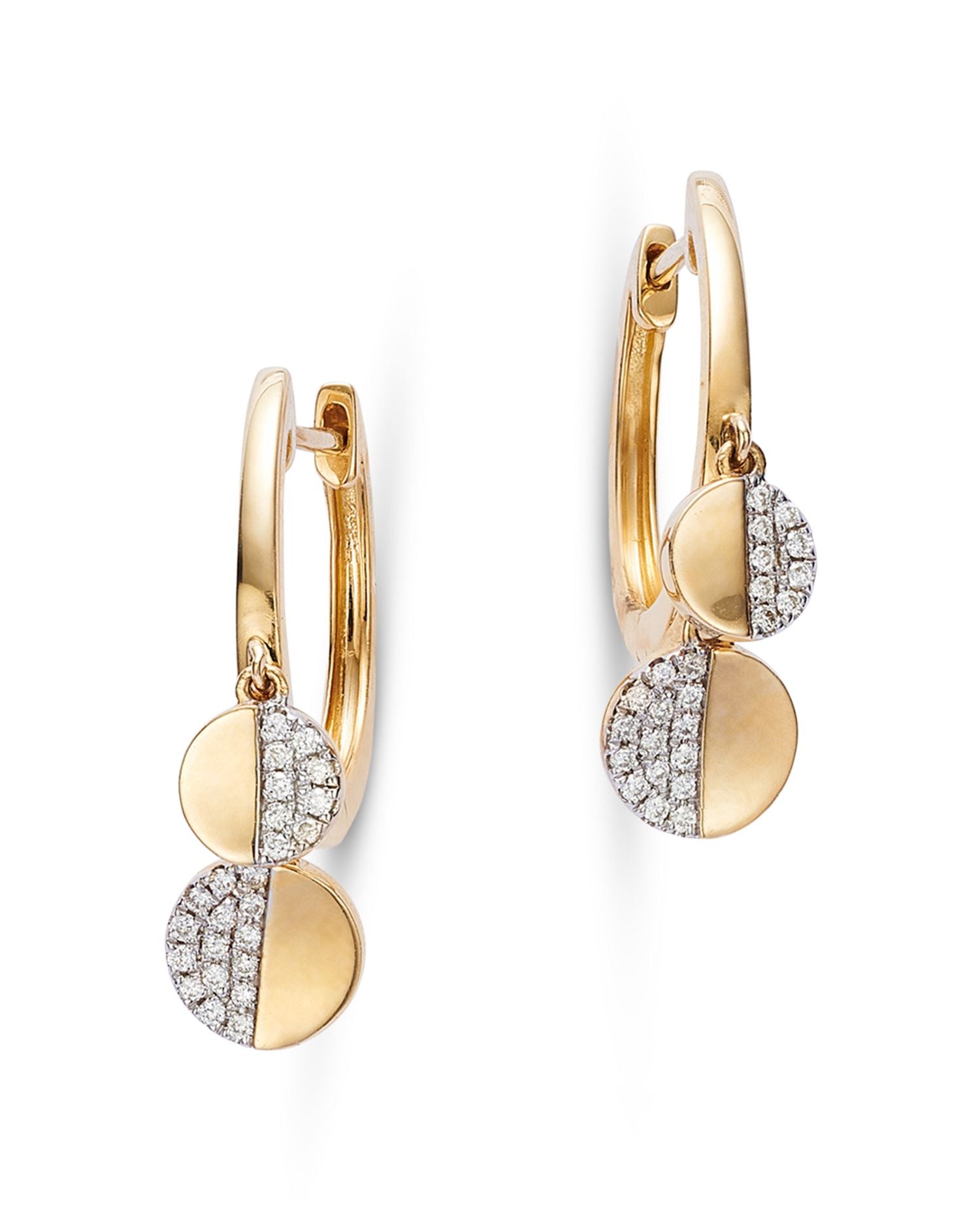 Diamond Dangle Disc Drop Earrings in 14K Yellow Gold, 0.10 ct. t.w. - Exclusive