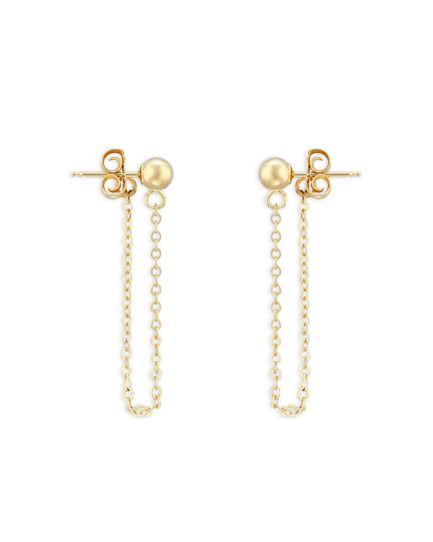Ball Chain Drop Earrings in 14K Yellow Gold - Exclusive