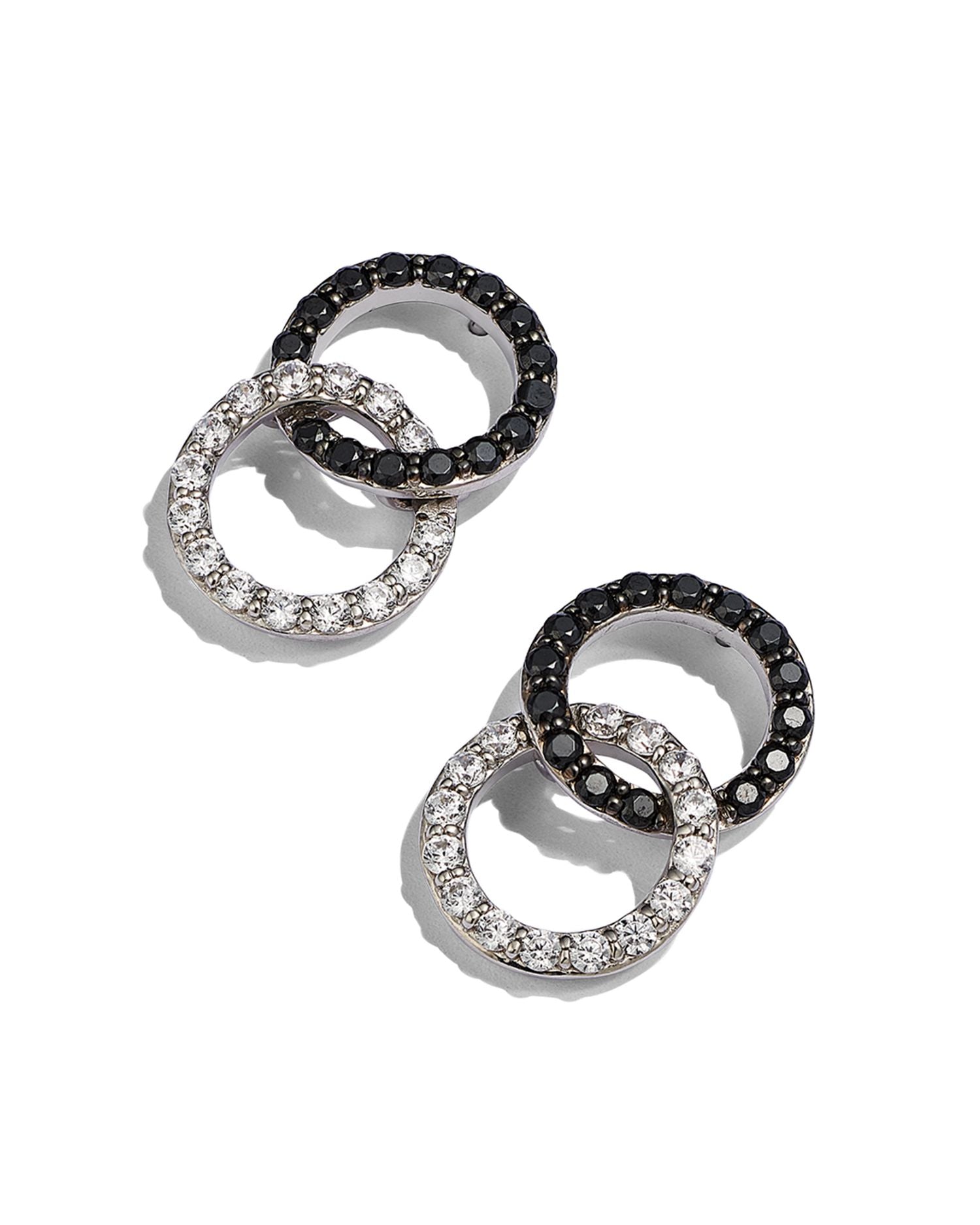 White & Black Diamond Double O Earrings in 14K White Gold, 0.50 ct. t.w. - 150th Anniversary Exclusive