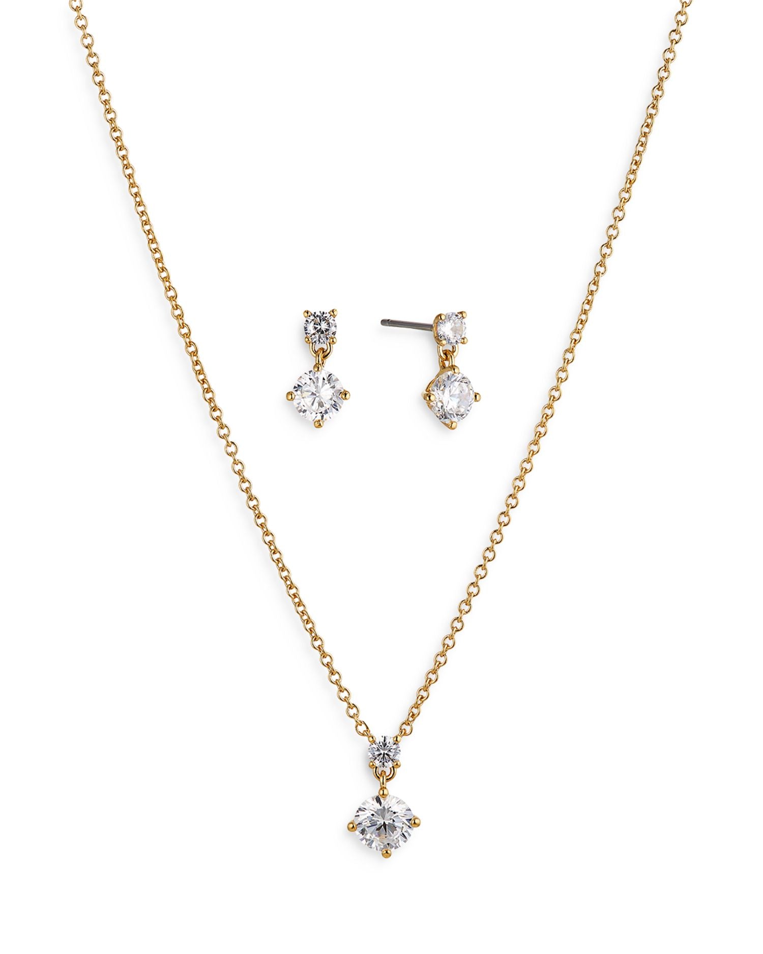 Bridesmaids Drop Earrings & Pendant Necklace Solitaire Set