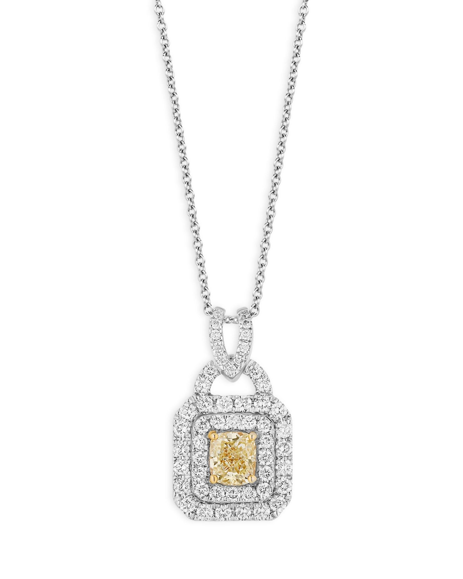 White & Yellow Diamond Pendant Necklace in 14K White & Yellow Gold, 1.0 ct. t.w. - Exclusive
