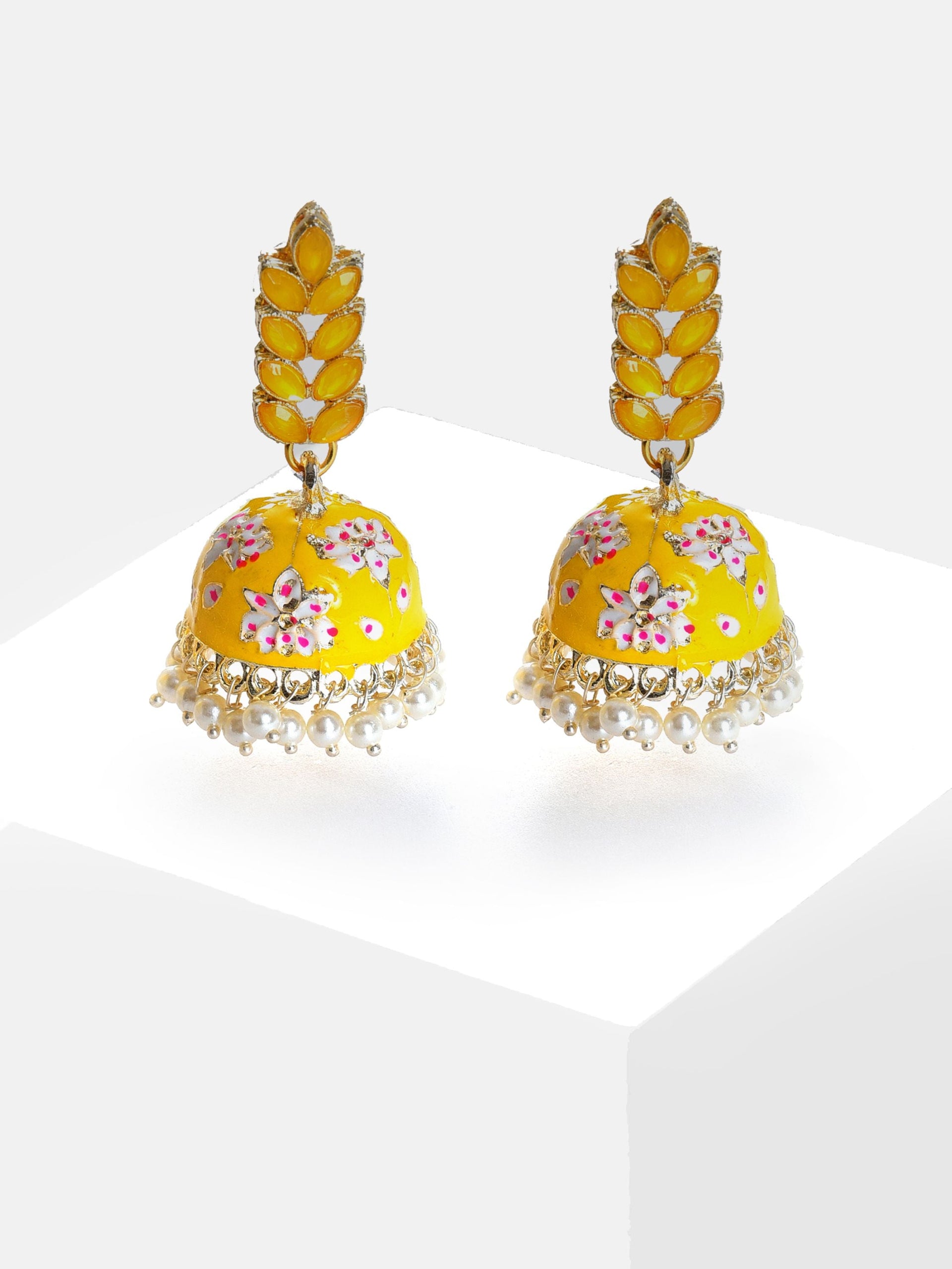 Gold-plated Meenakari Jhumkas