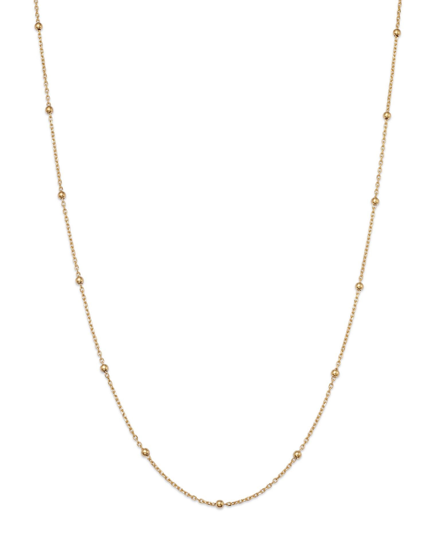 14K Yellow Gold Ball Station Chain Necklace, 18'