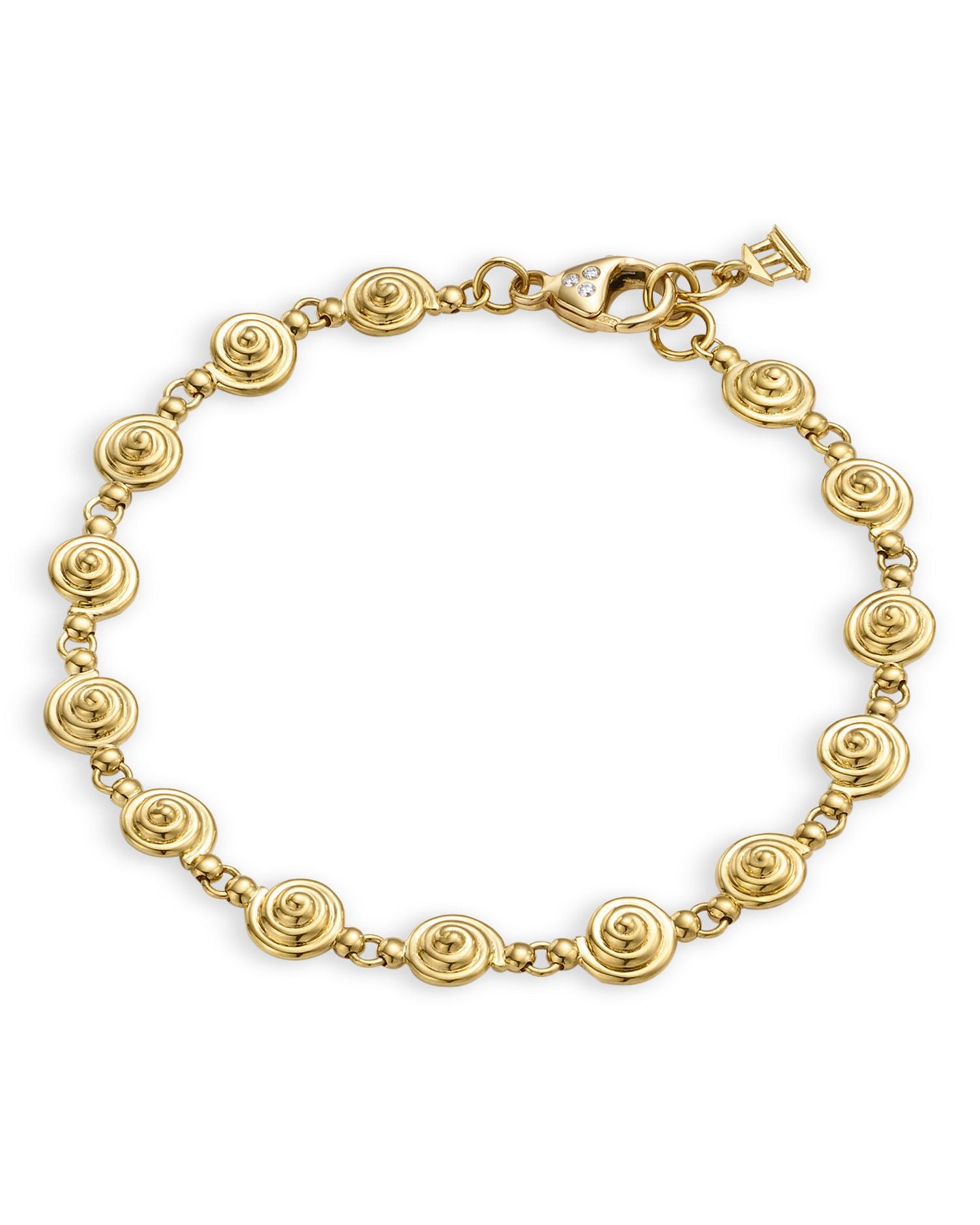 18K Yellow Gold Classic Diamond Accent Spiral Link Bracelet