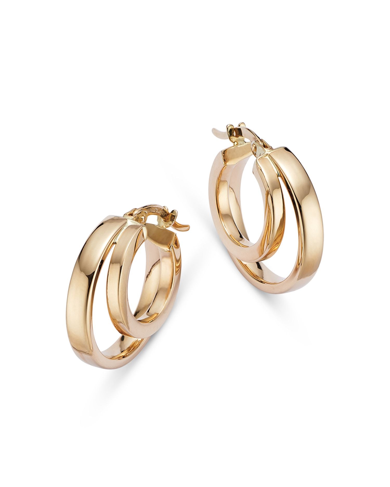Double Row Hoop Earrings in 14K Yellow Gold - Exclusive