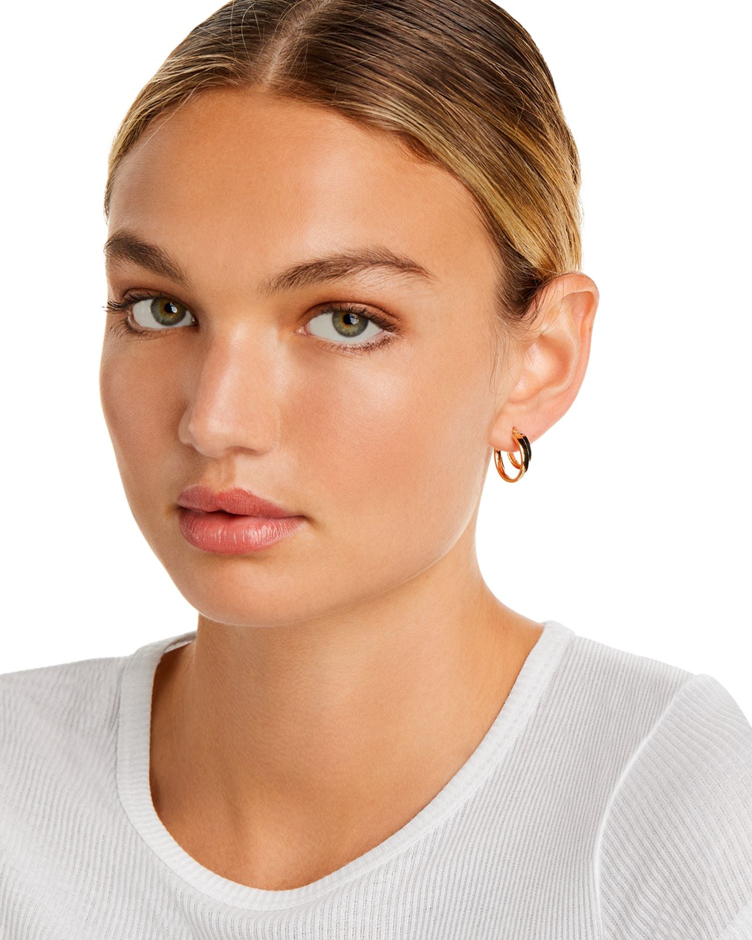 Double Row Hoop Earrings in 14K Yellow Gold - Exclusive