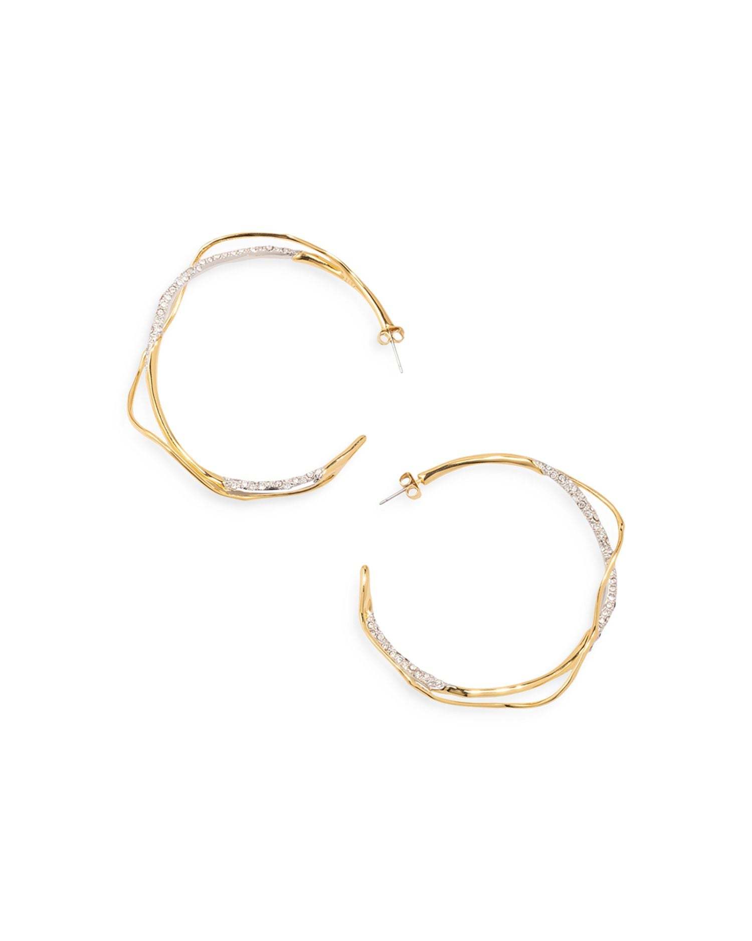 Intertwined Two Tone Pave Hoop Earrings