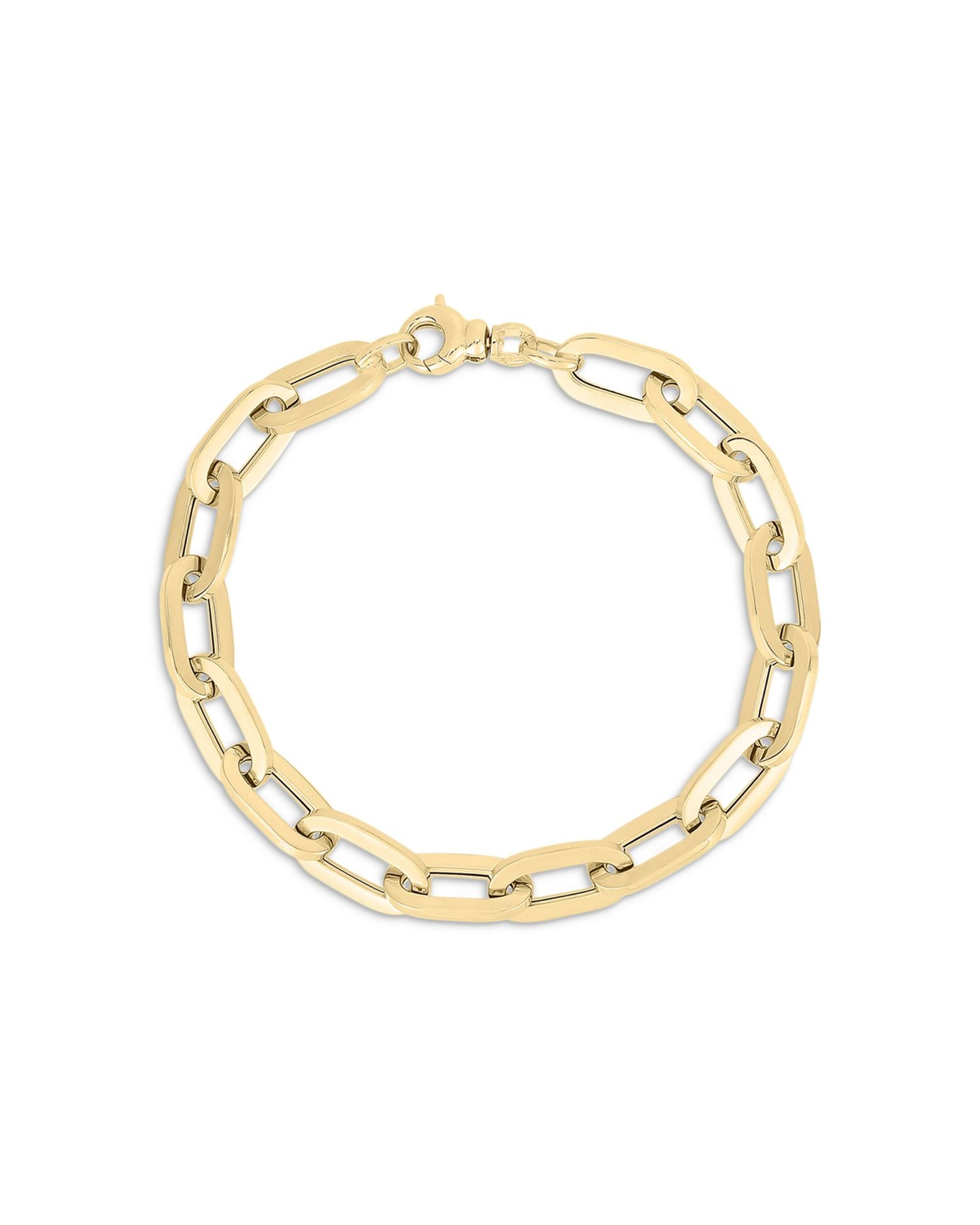 18K Yellow Gold Designer Gold Oval Link Chain Bracelet