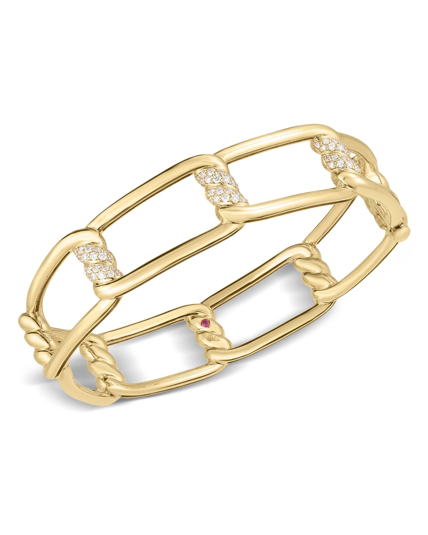 18K Yellow Gold Cialoma Diamond Open Link Bangle Bracelet