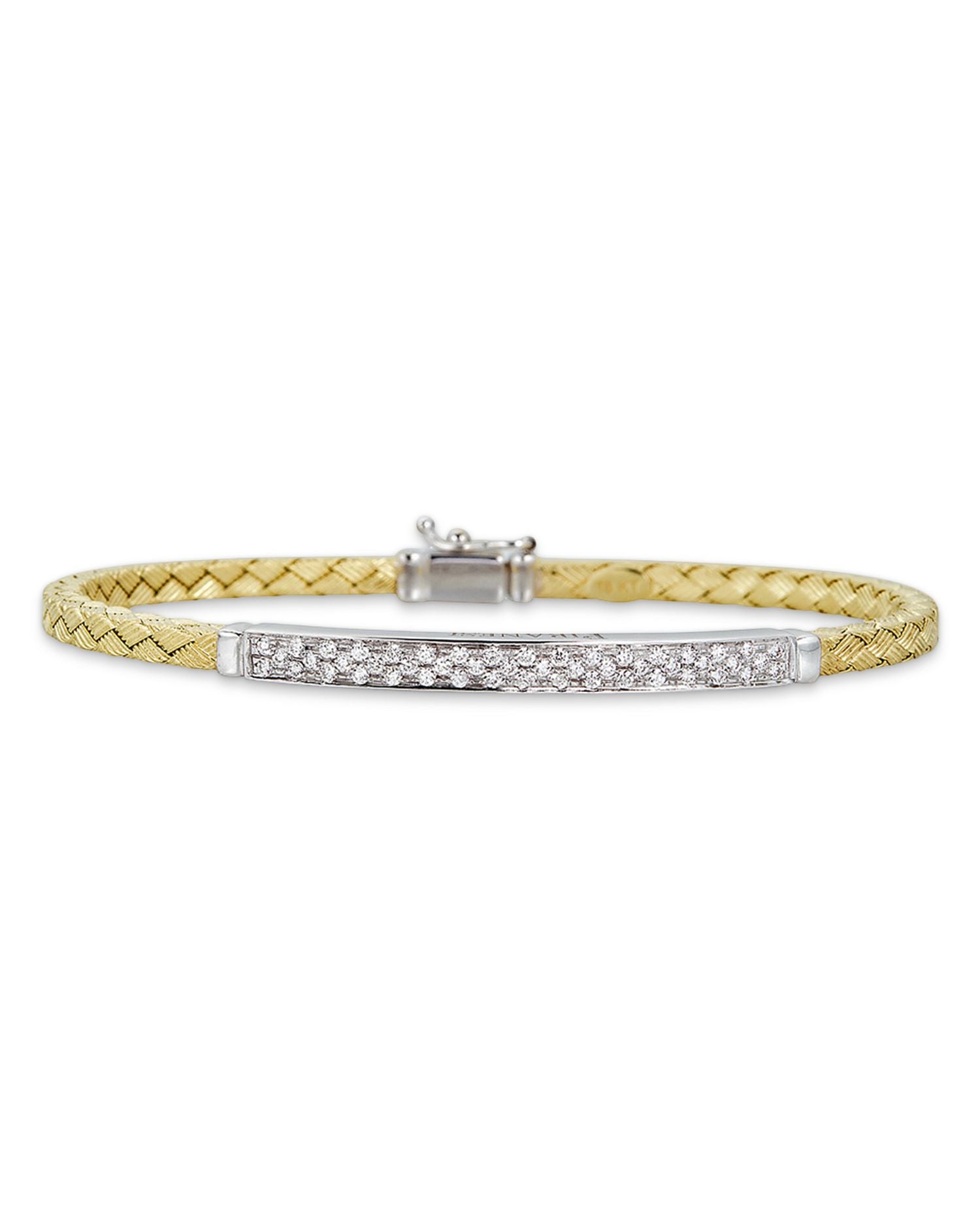 18K Yellow Gold Oro Diamond Braided Bangle Bracelet