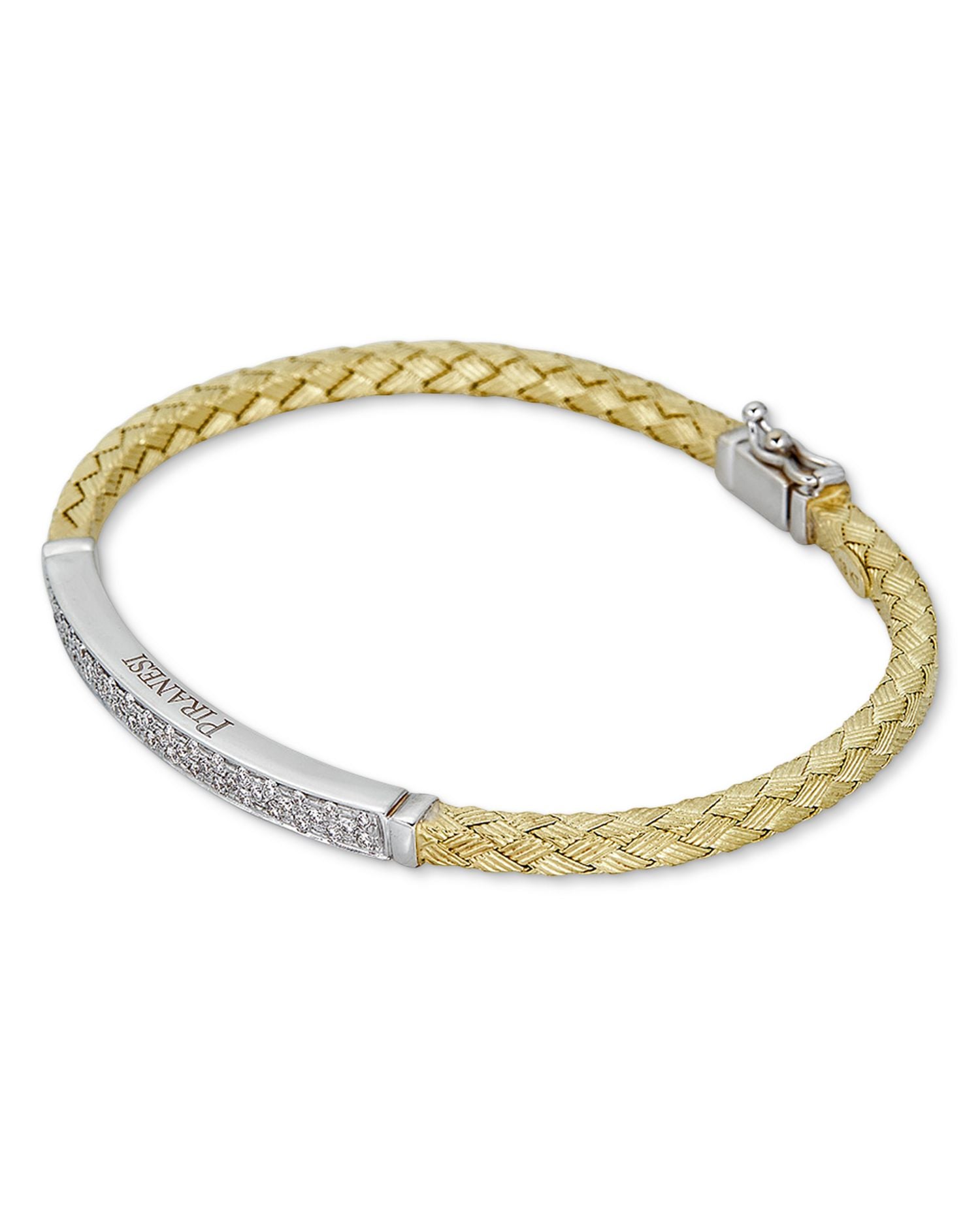 18K Yellow Gold Oro Diamond Braided Bangle Bracelet