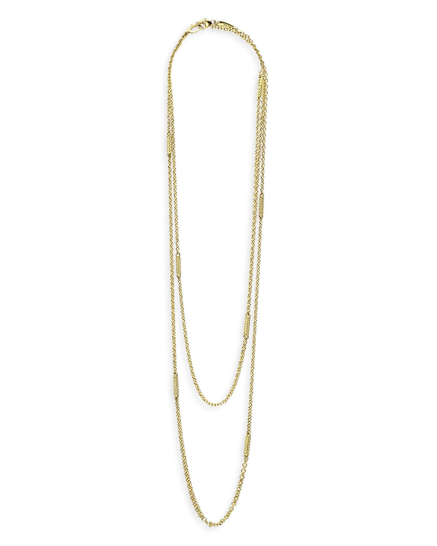 18K Gold Superfine Caviar Station Chain Necklace, 32'