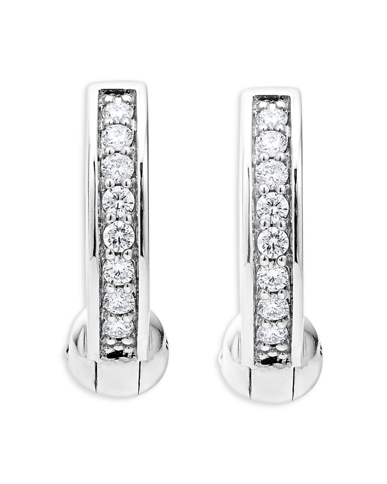 Sterling Silver Caviar Spark Diamond Huggie Hoop Earrings