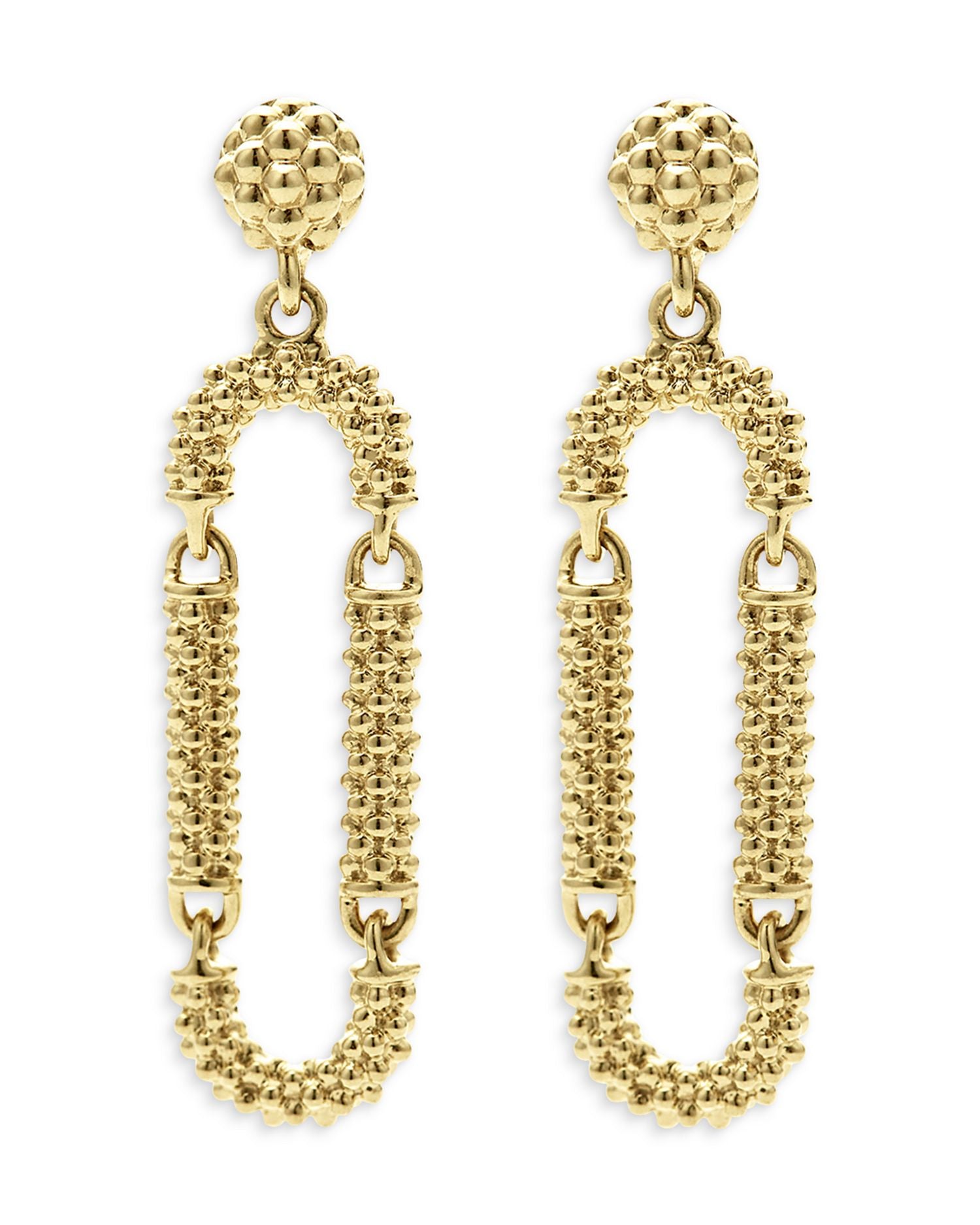 18K Yellow Gold Signature Caviar Superfine Long Drop Earrings