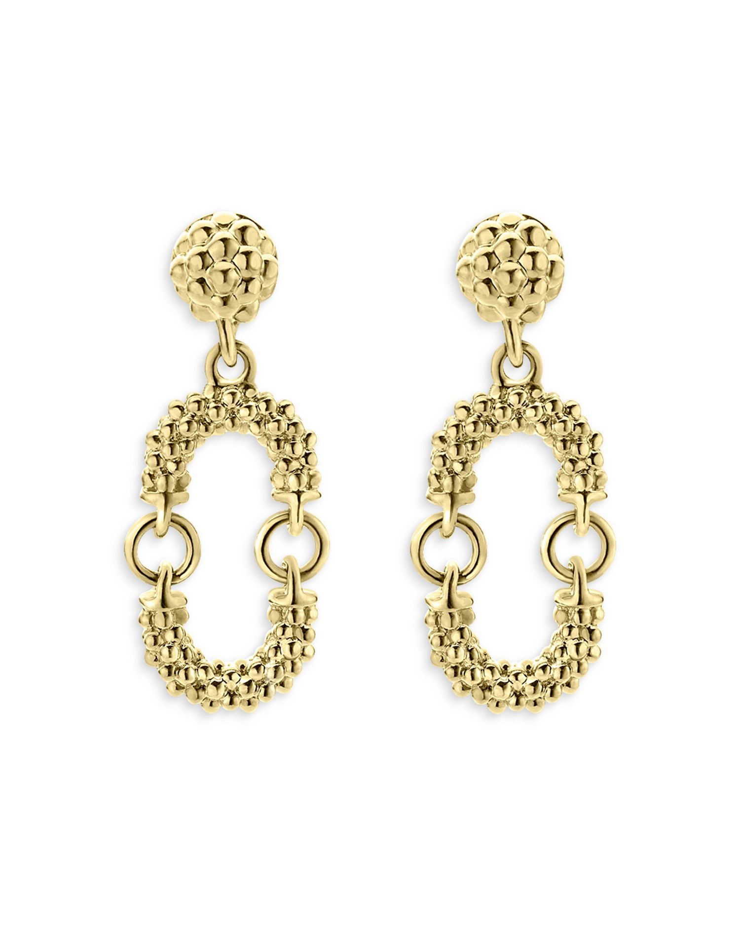 18K Yellow Gold Signature Caviar Superfine Drop Earrings