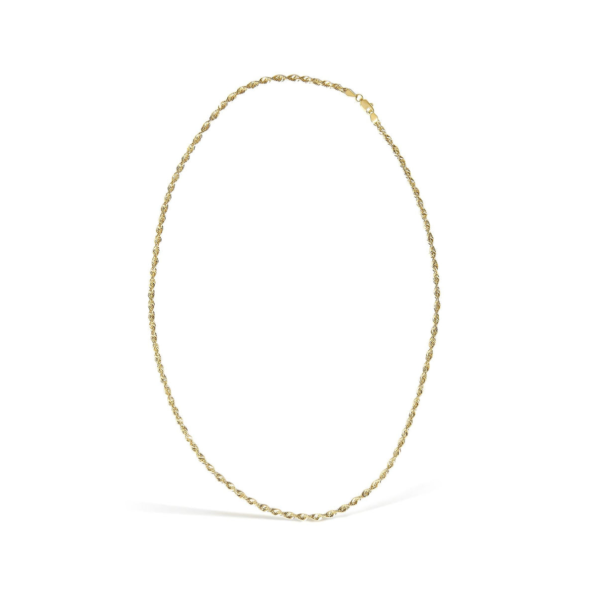 Men's Solid 10K Yellow Gold 3.2mm Light Rope Chain Necklace