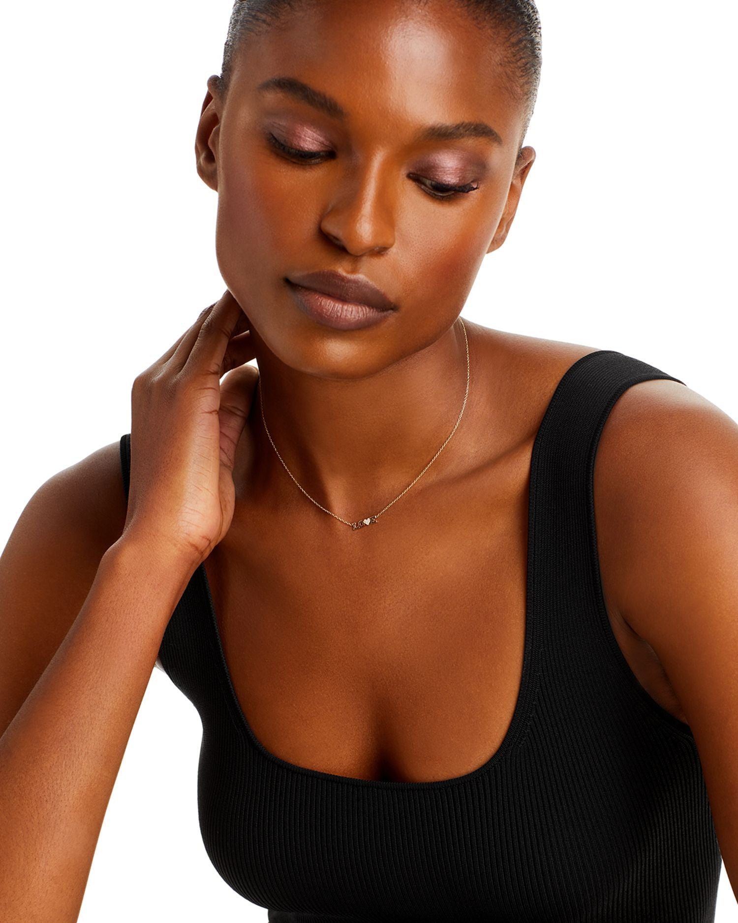 14K Yellow Gold Itty Bitty Words Diamond Love Pendant Necklace, 14-16'