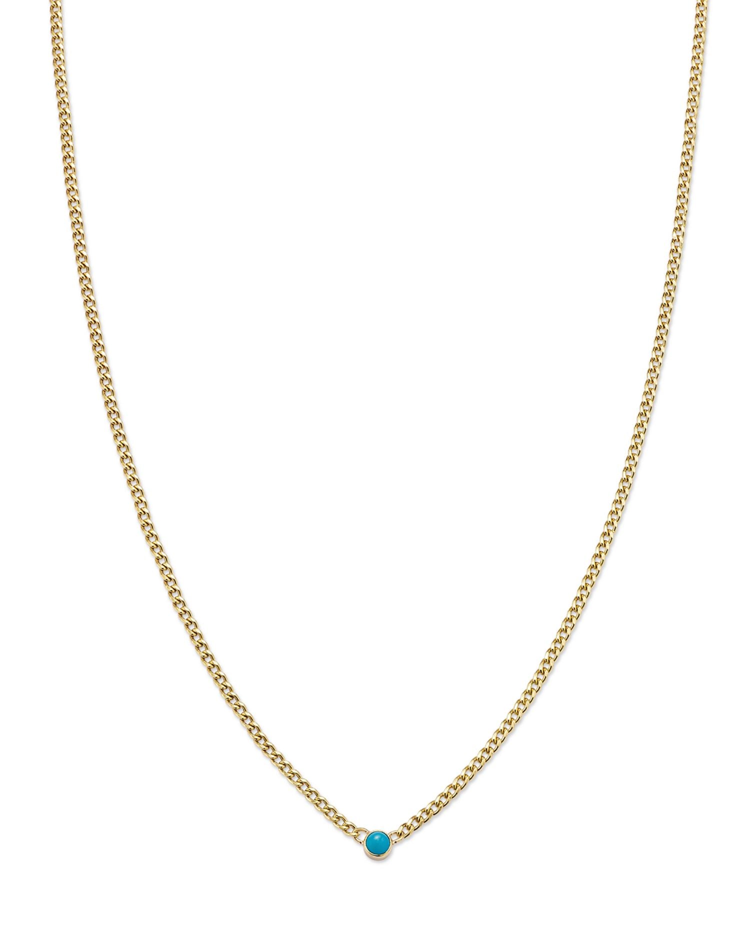 14K Yellow Gold Turquoise Pendant Necklace, 14'-16'