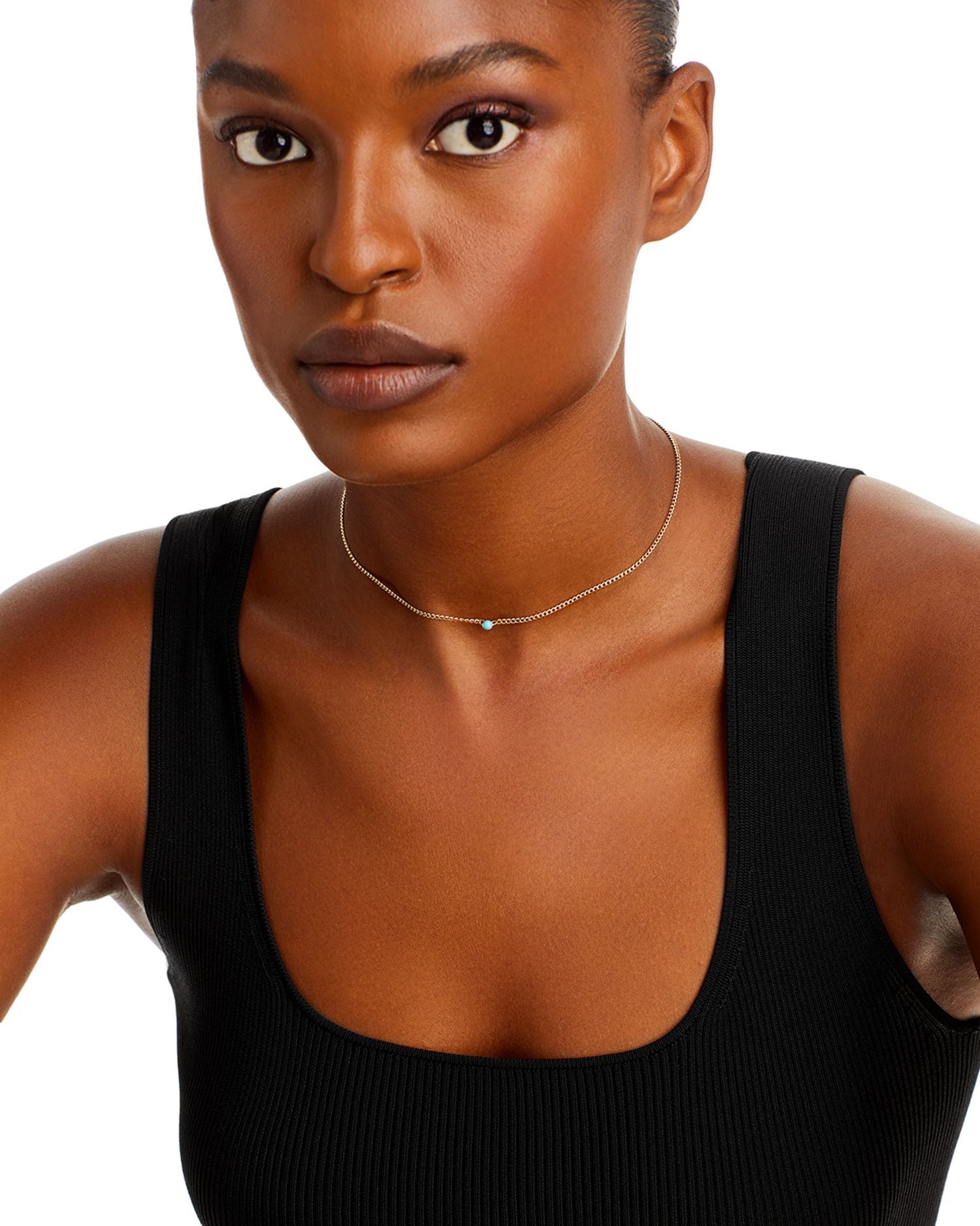 14K Yellow Gold Turquoise Pendant Necklace, 14'-16'