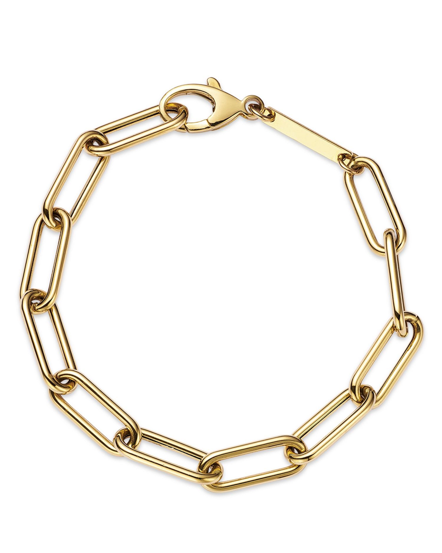 14K Yellow Gold Heavy Metal Large Paperclip Link Bracelet