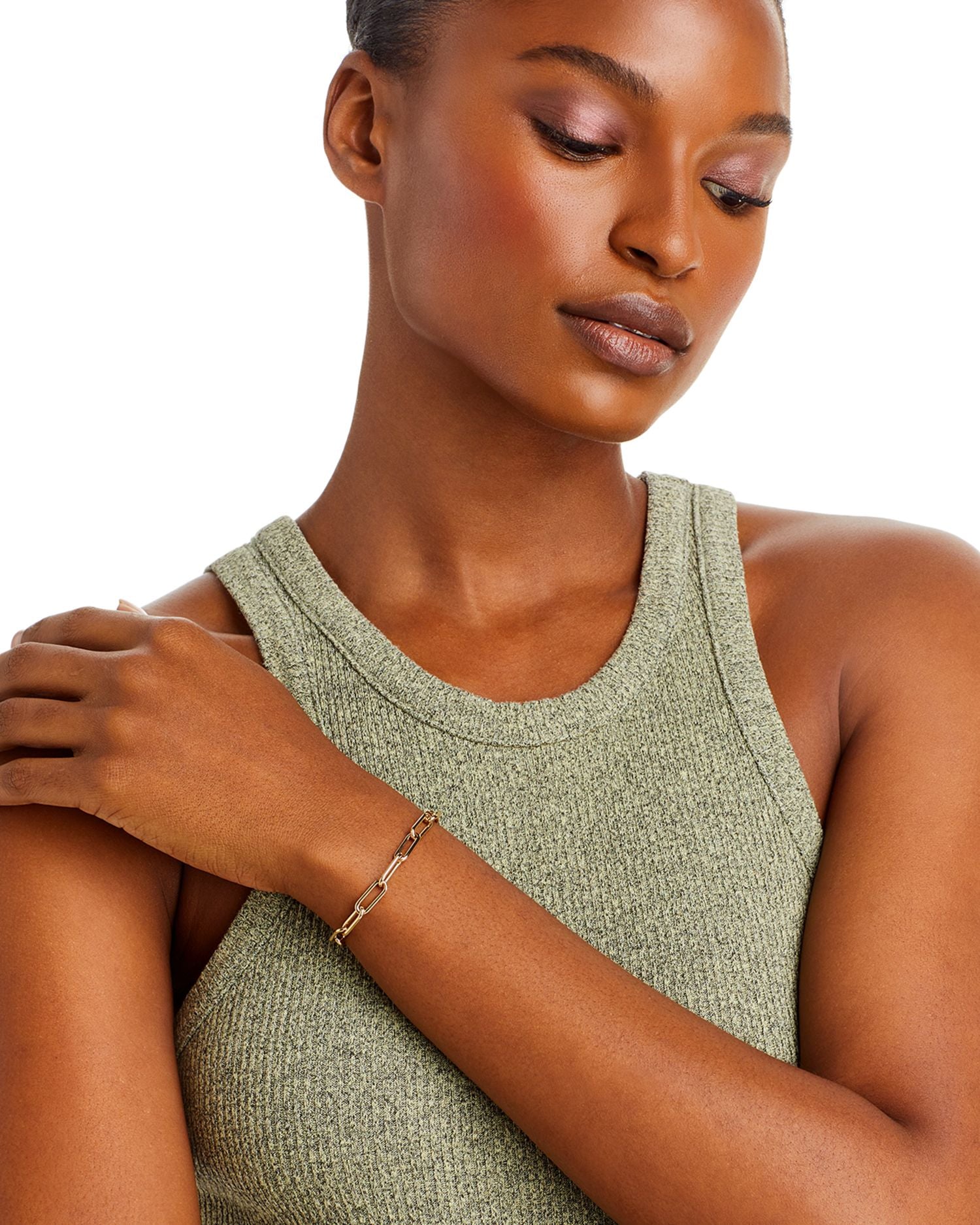 14K Yellow Gold Heavy Metal Large Paperclip Link Bracelet