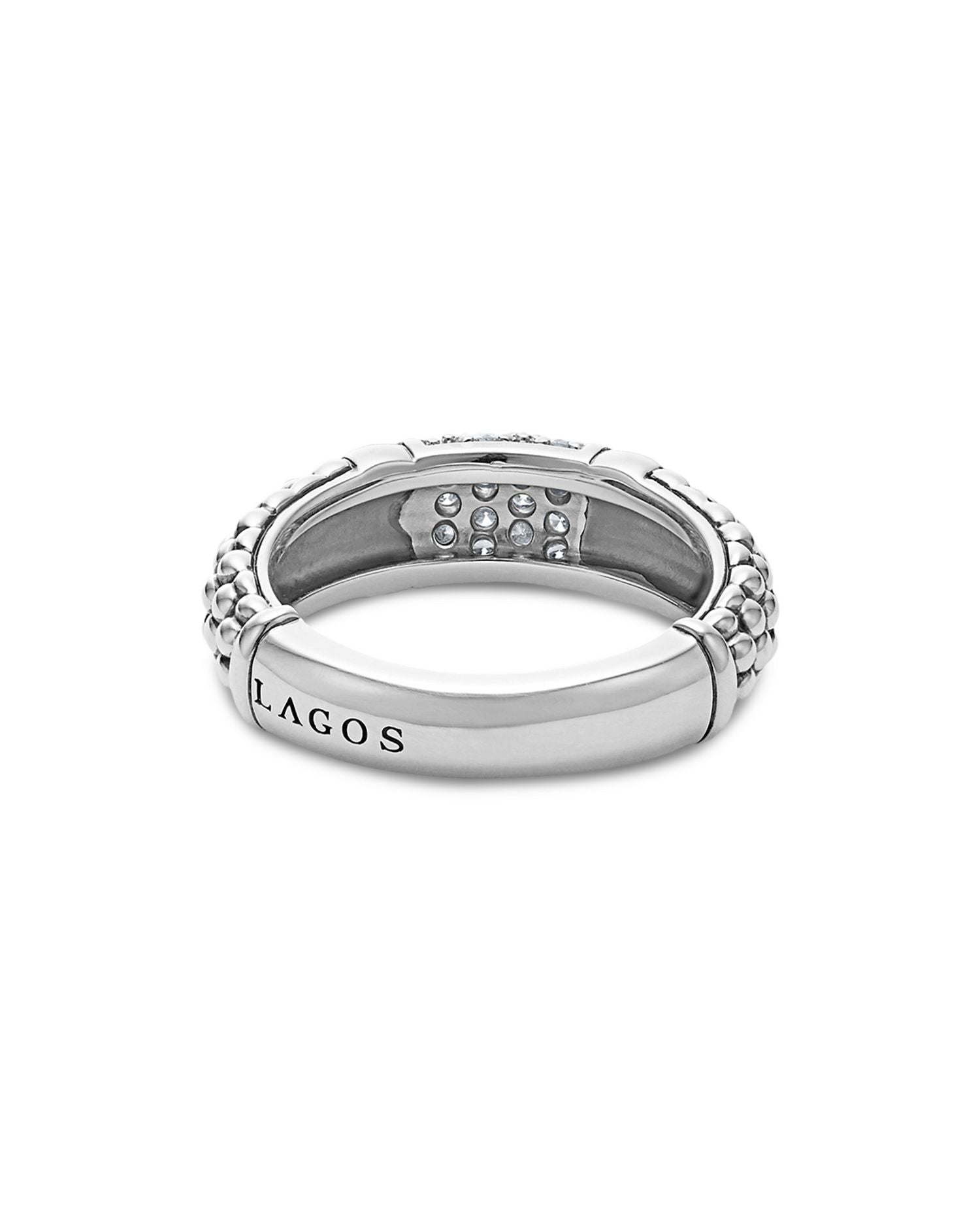 Sterling Silver Signature Caviar Pavé Diamond Ring