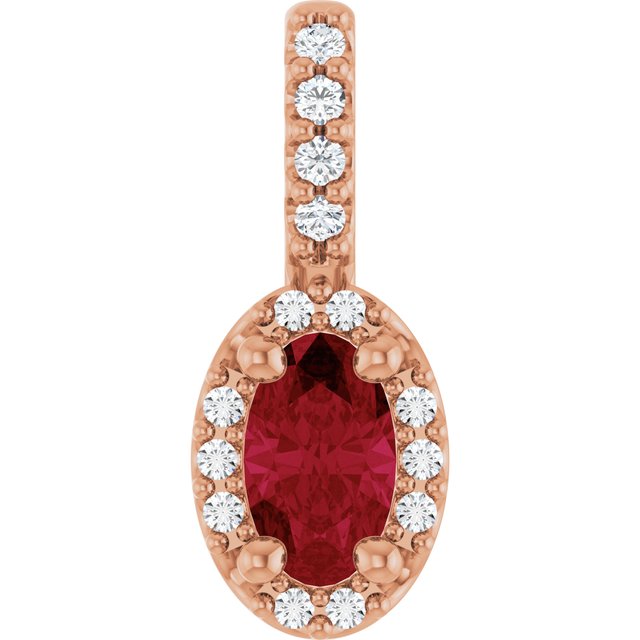 0.04Ct Lab-grown and Natural Diamond Halo Pendant in 14K Rose Gold