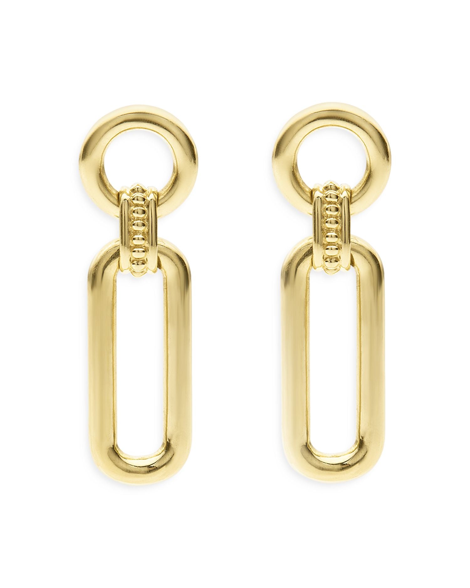 18K Yellow Gold Signature Caviar Link Drop Earrings
