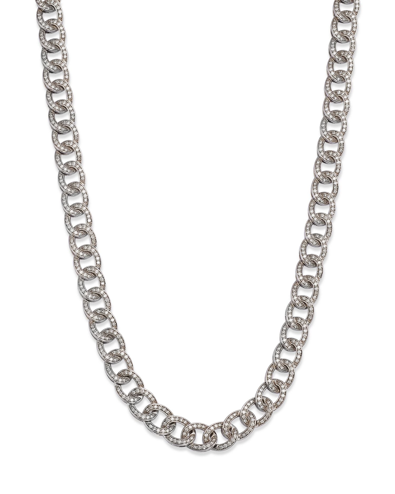 Diamond Chain Link Collar Necklace in 14K White Gold, 6.0 ct. t.w. - Exclusive