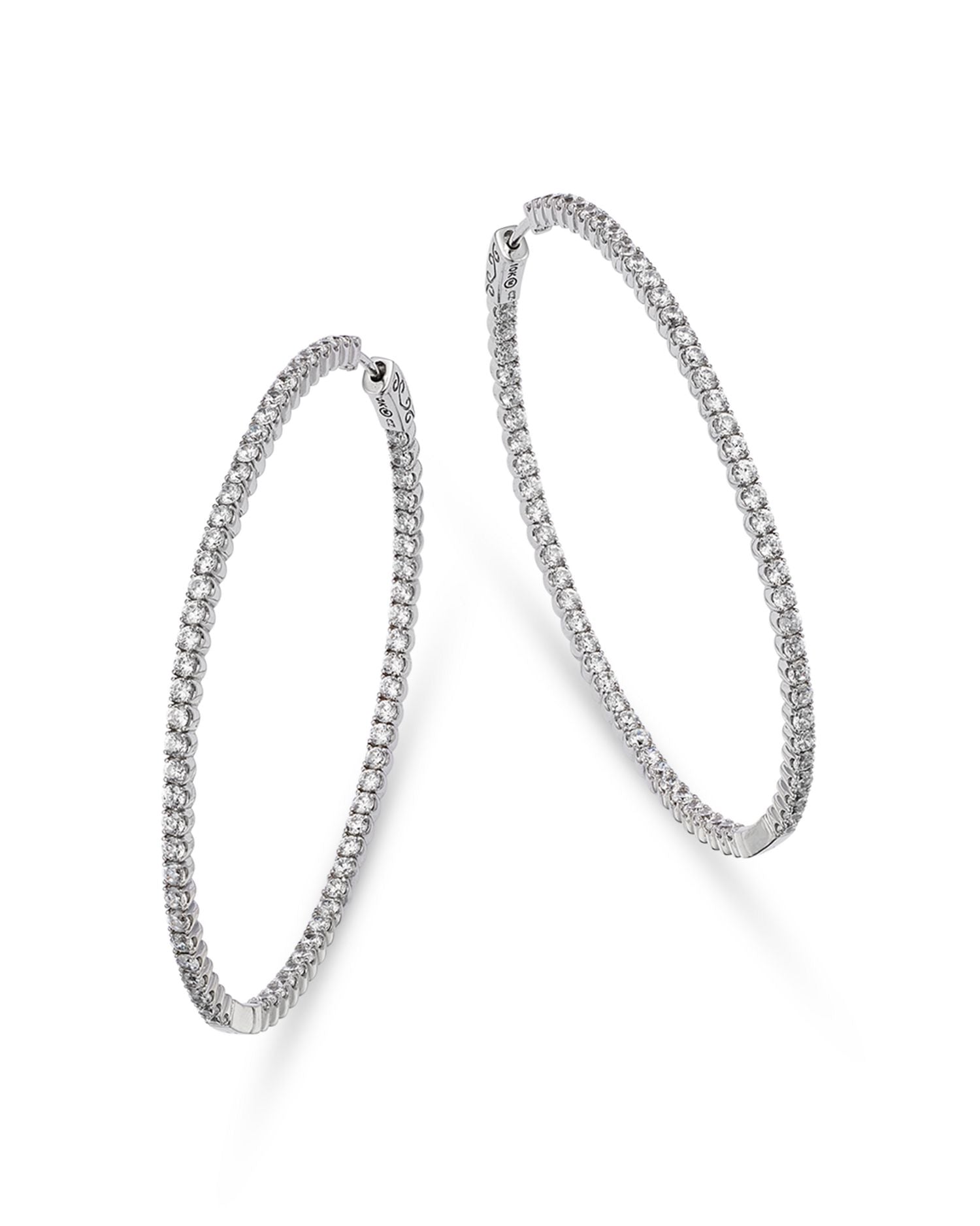 Diamond Oval Inside Out Hoop Earrings in 14K White Gold, 4.0 ct. t.w. - Exclusive