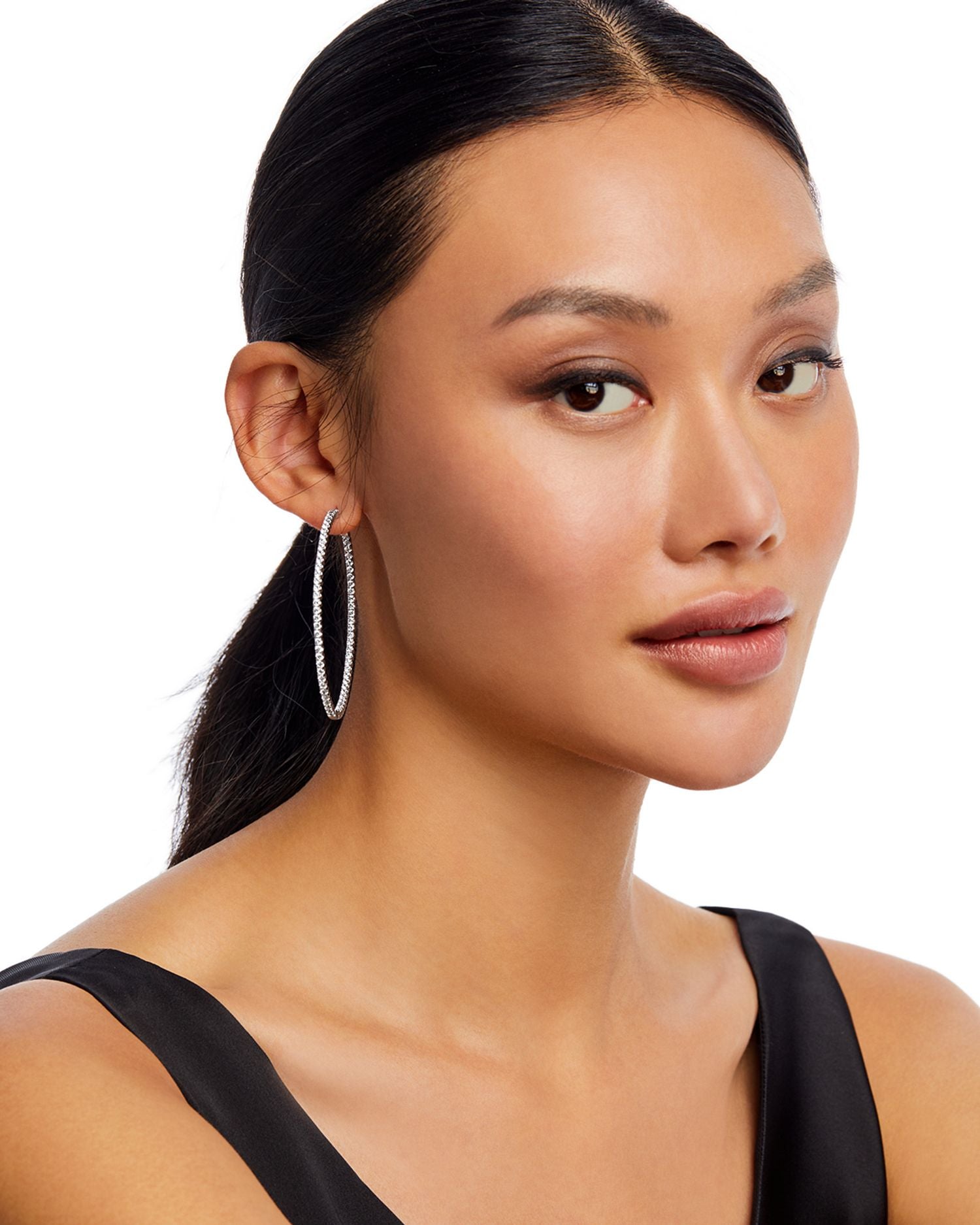 Diamond Oval Inside Out Hoop Earrings in 14K White Gold, 4.0 ct. t.w. - Exclusive