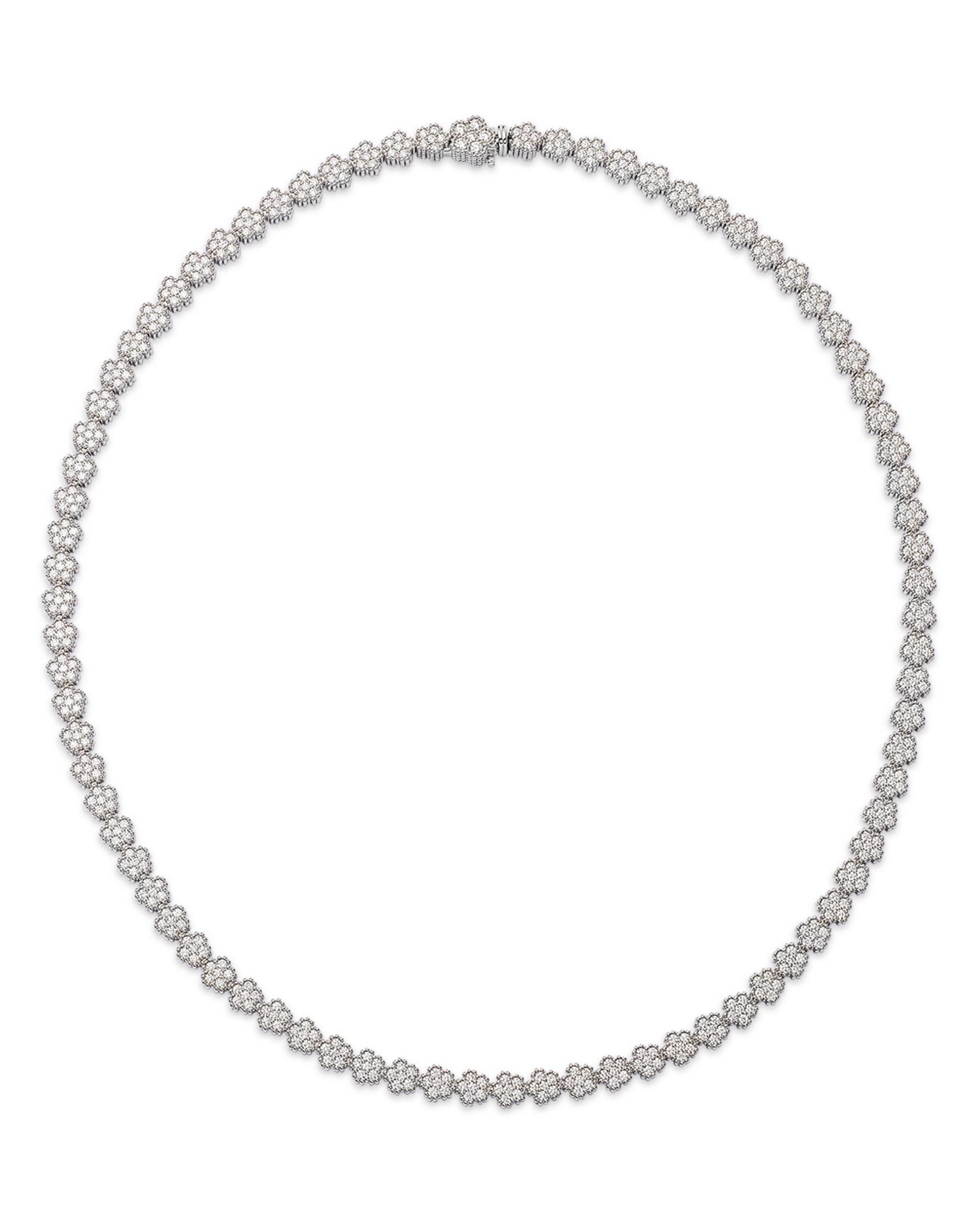 18K White Gold Daisy Diamond Cluster Collar Necklace, 16' - Exclusive