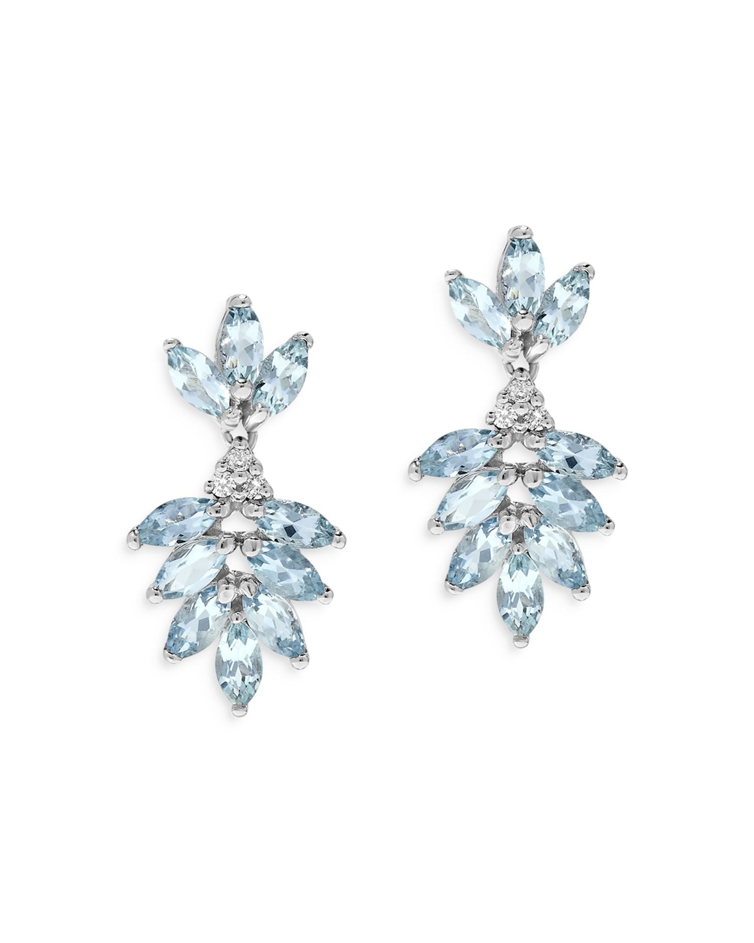 Aquamarine & Diamond Statement Drop Earrings in 14K White Gold - Exclusive