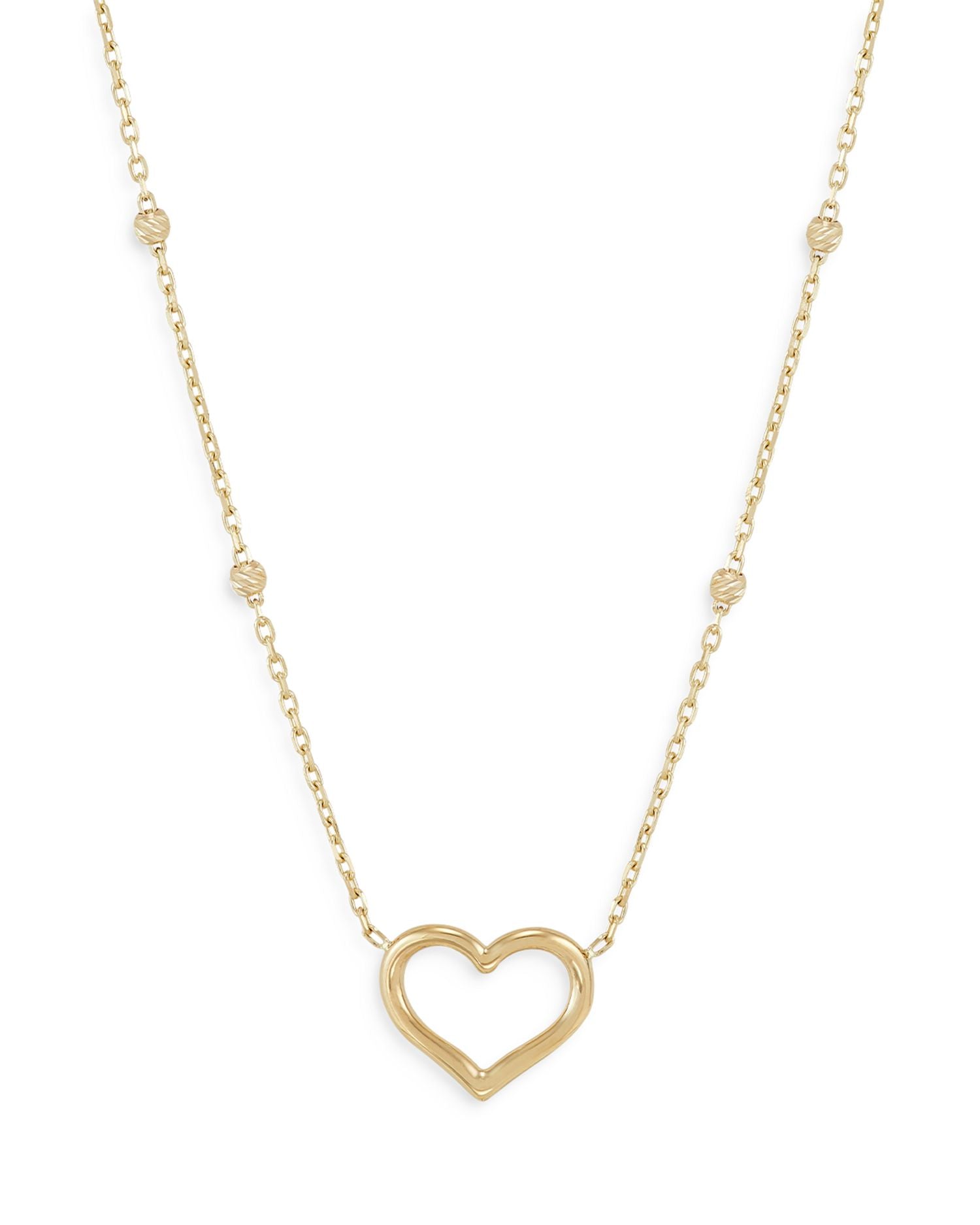 14K Yellow Gold Open Heart Station Necklace, 18' - Exclusive