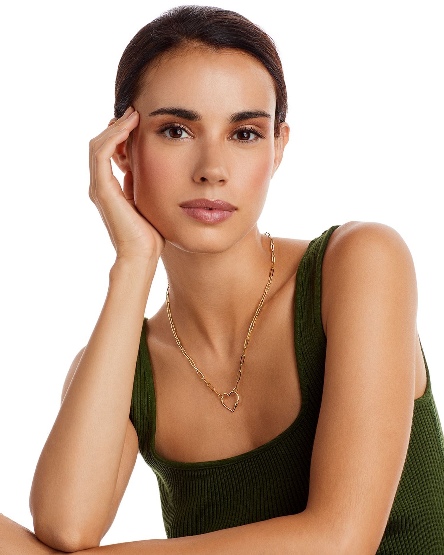 Open Heart Clasp Pendant Necklace in 14K Yellow Gold, 18' - Exclusive