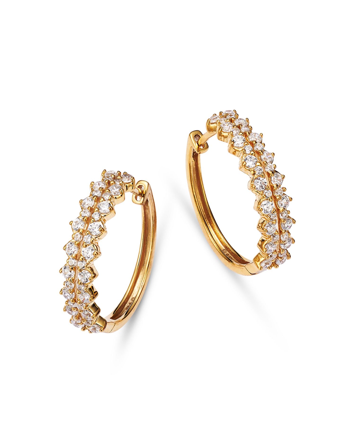 Diamond Double Row Hoop Earrings in 14K Yellow Gold, 1.0 ct. t.w. - Exclusive