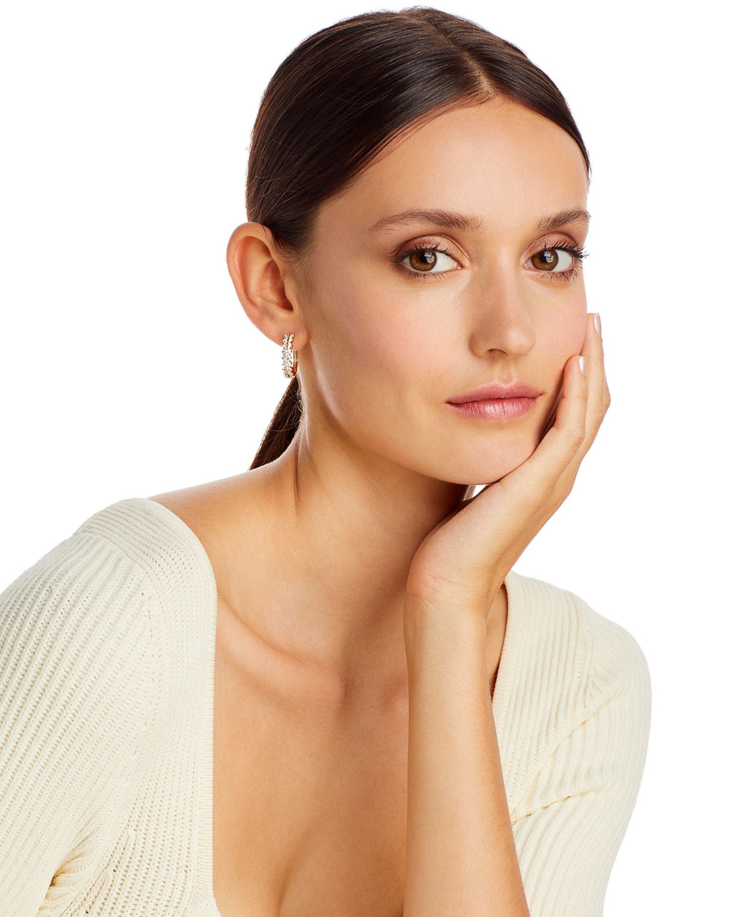 Diamond Double Row Hoop Earrings in 14K Yellow Gold, 1.0 ct. t.w. - Exclusive