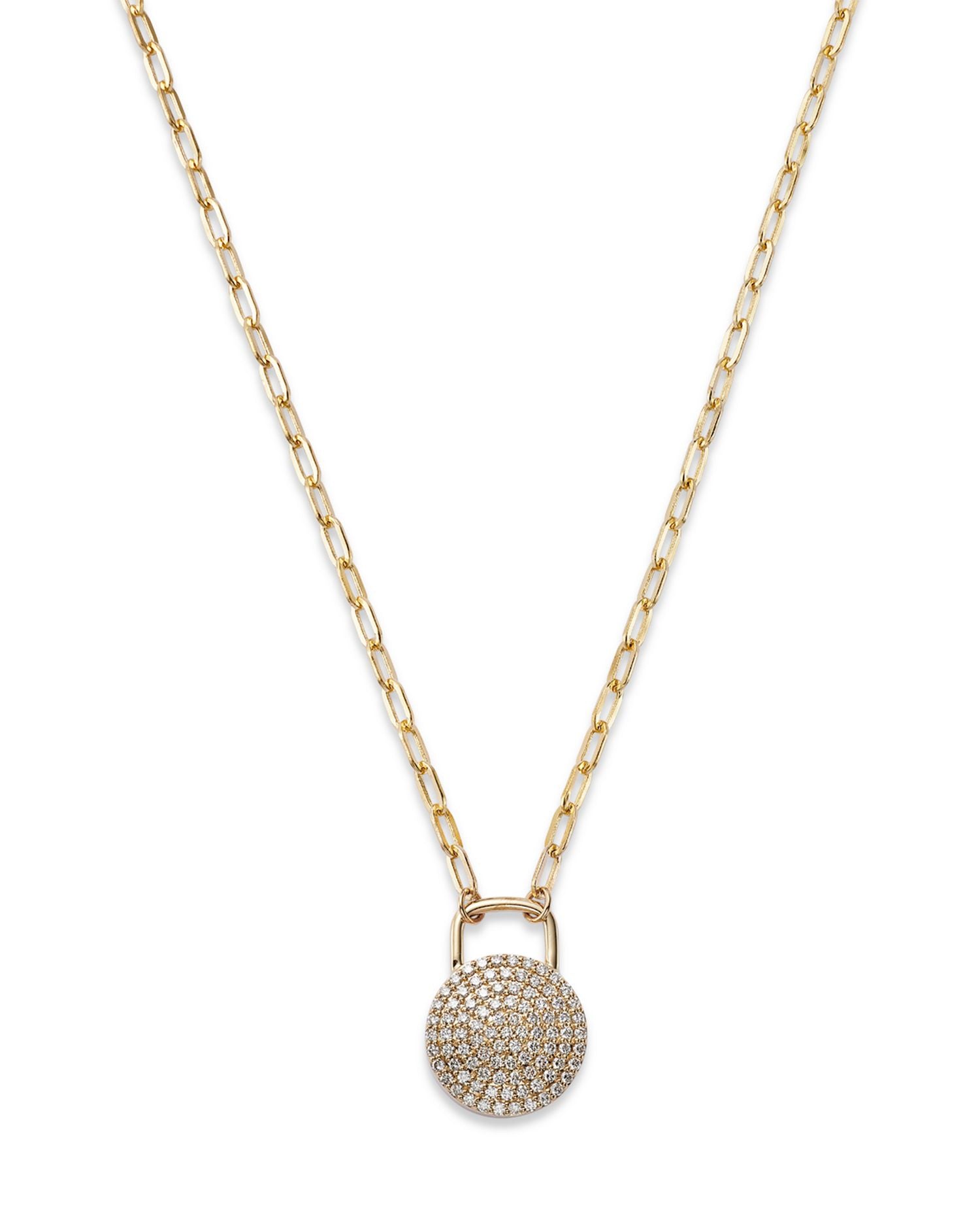 Diamond Pavé Disc Pendant Necklace in 14K Yellow Gold, 0.70 ct. t.w. - Exclusive