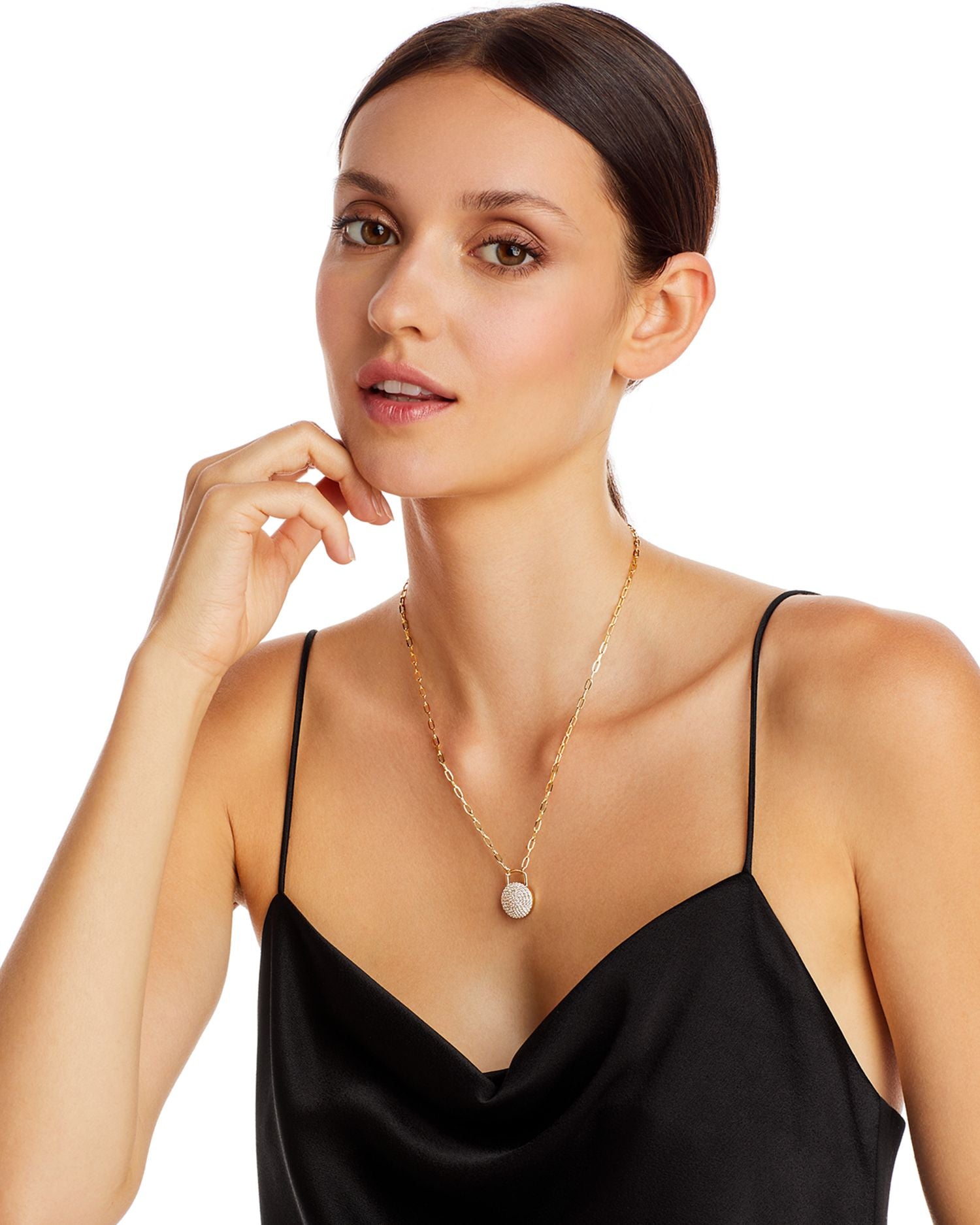 Diamond Pavé Disc Pendant Necklace in 14K Yellow Gold, 0.70 ct. t.w. - Exclusive