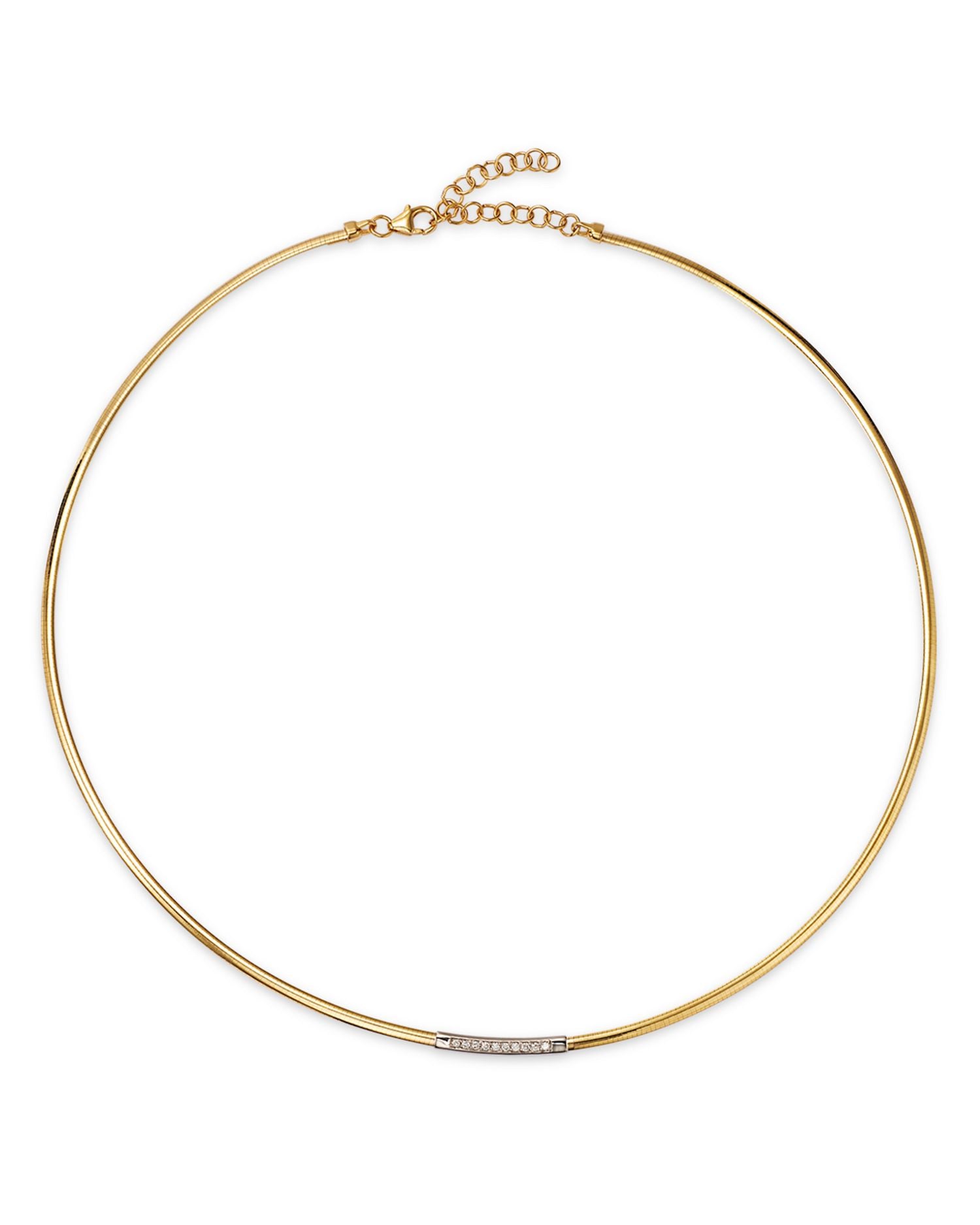 14K Yellow Gold Diamond Omega Link Collar Necklace, 16-18"