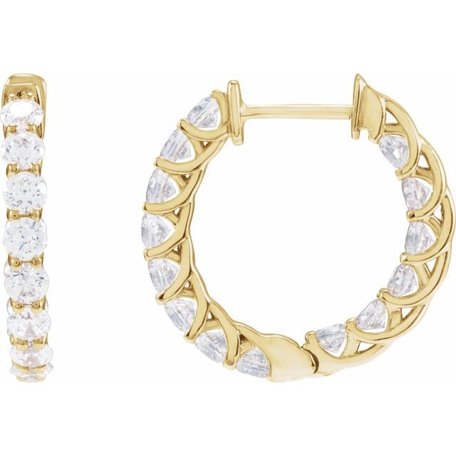 1.5Ct Lab-grown Diamond Hoop Earrings in 14K Yellow Gold